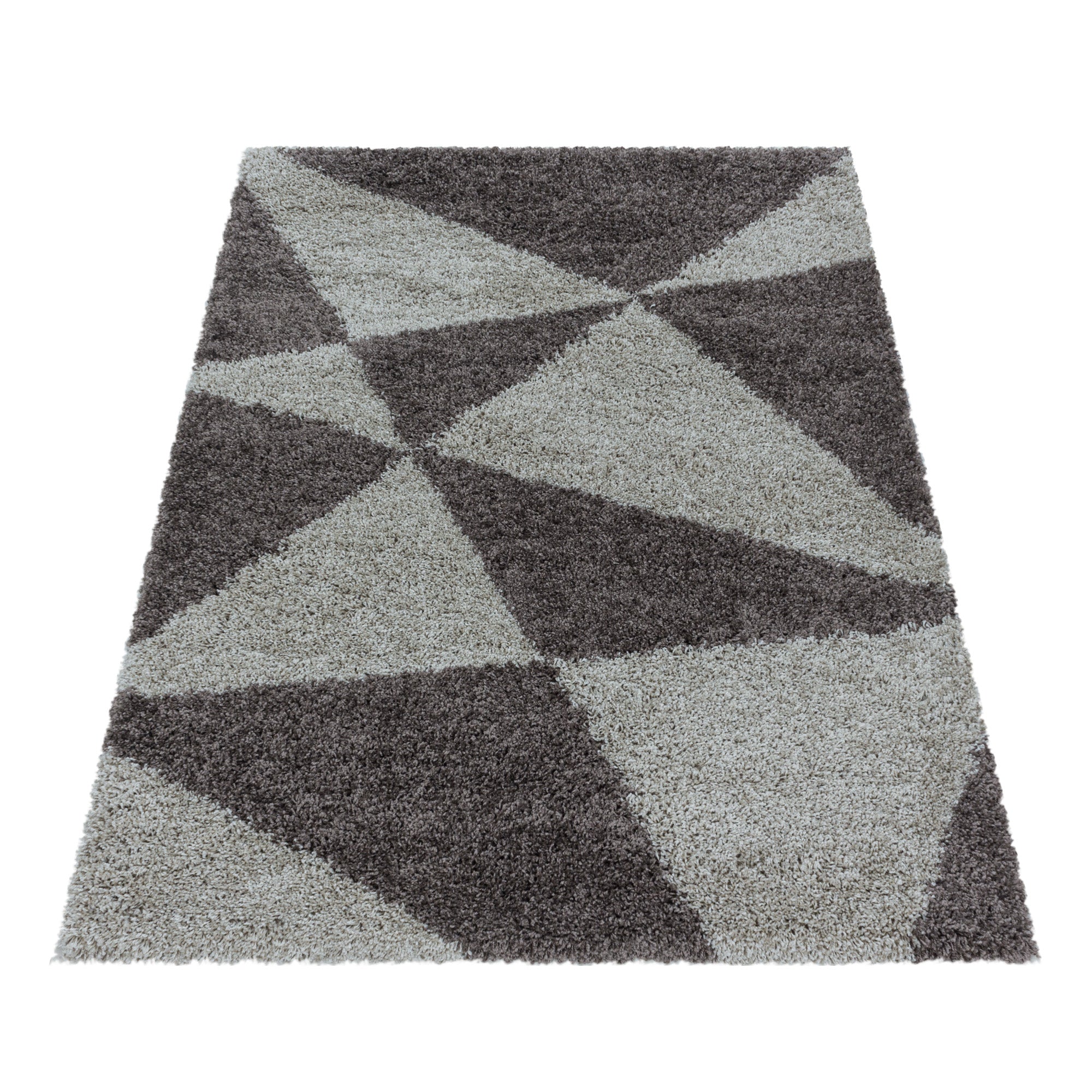 Design Hochflor Teppich Wohnzimmerteppich Dreieck Muster Abstrakt