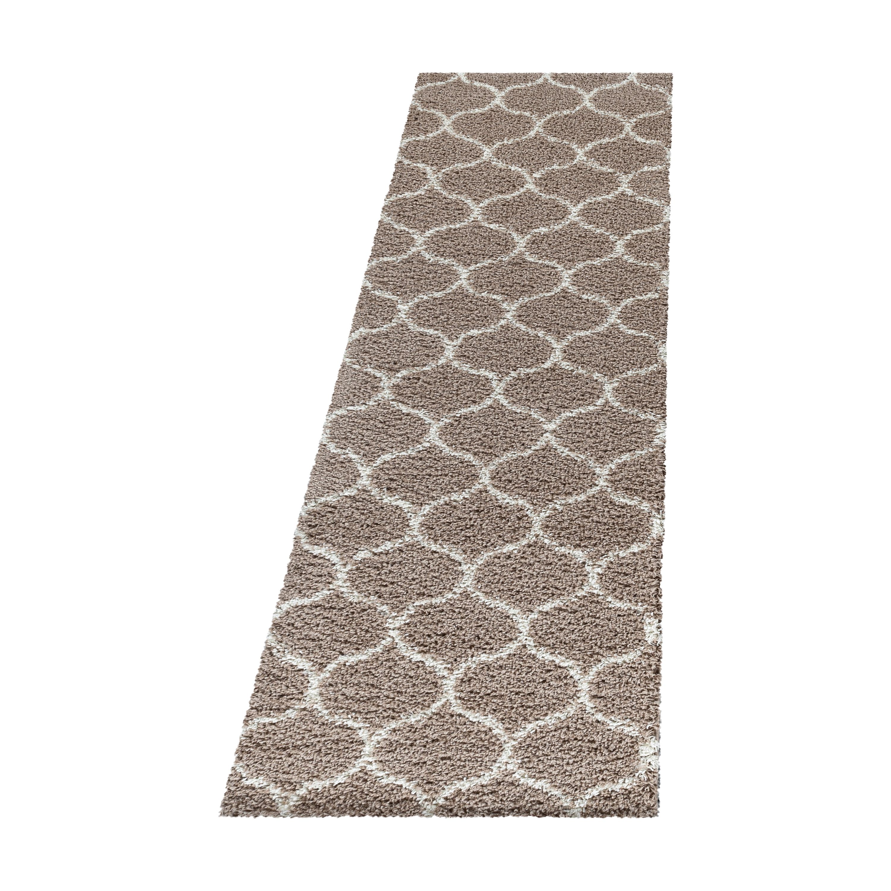 Design Teppich Set Shaggy Läufer Läuferset Muster Kachel Tile Jacquard 3 Teile