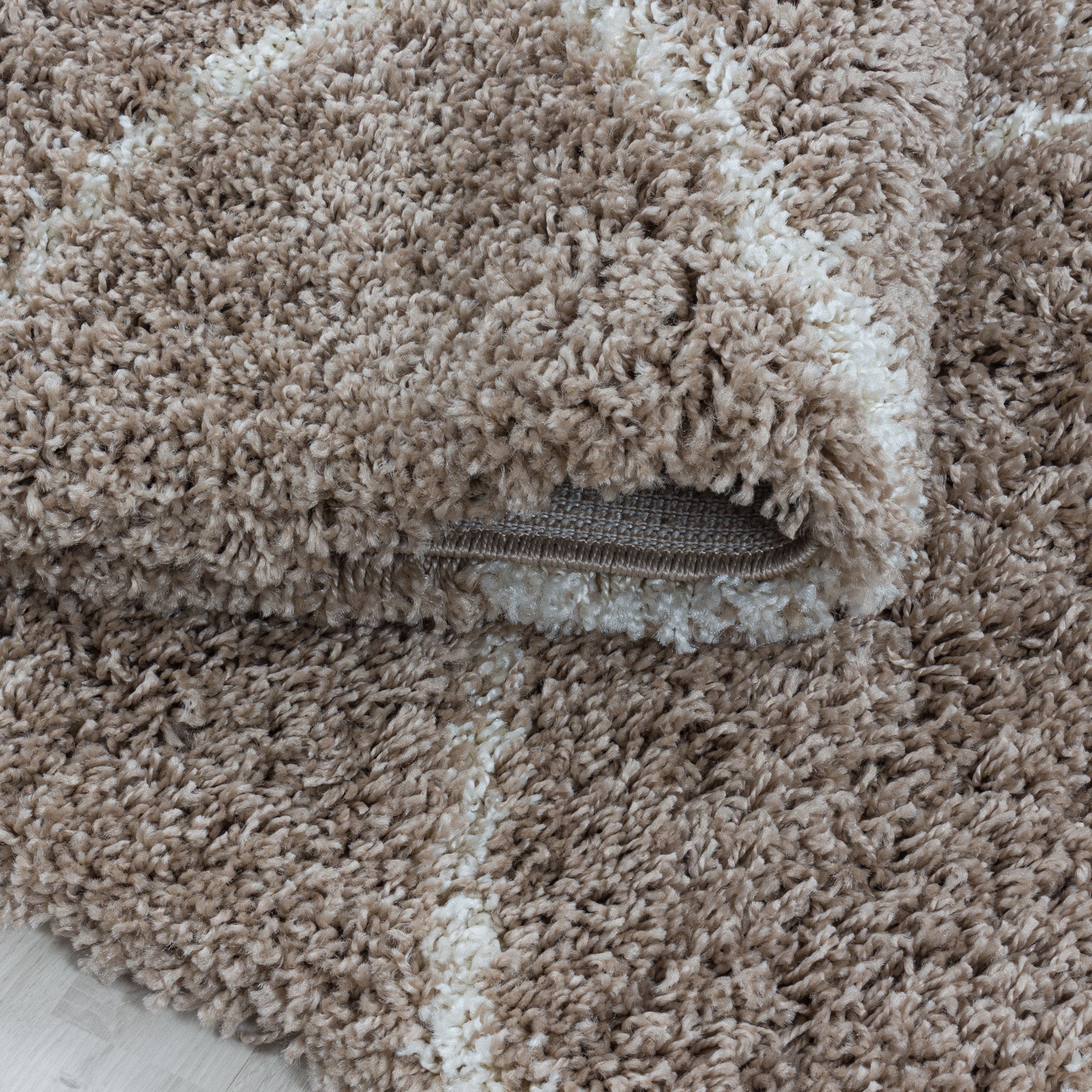 Design Hochflor Teppich Wohnzimmerteppich Muster Kachel Tile Jacquard Form Rund