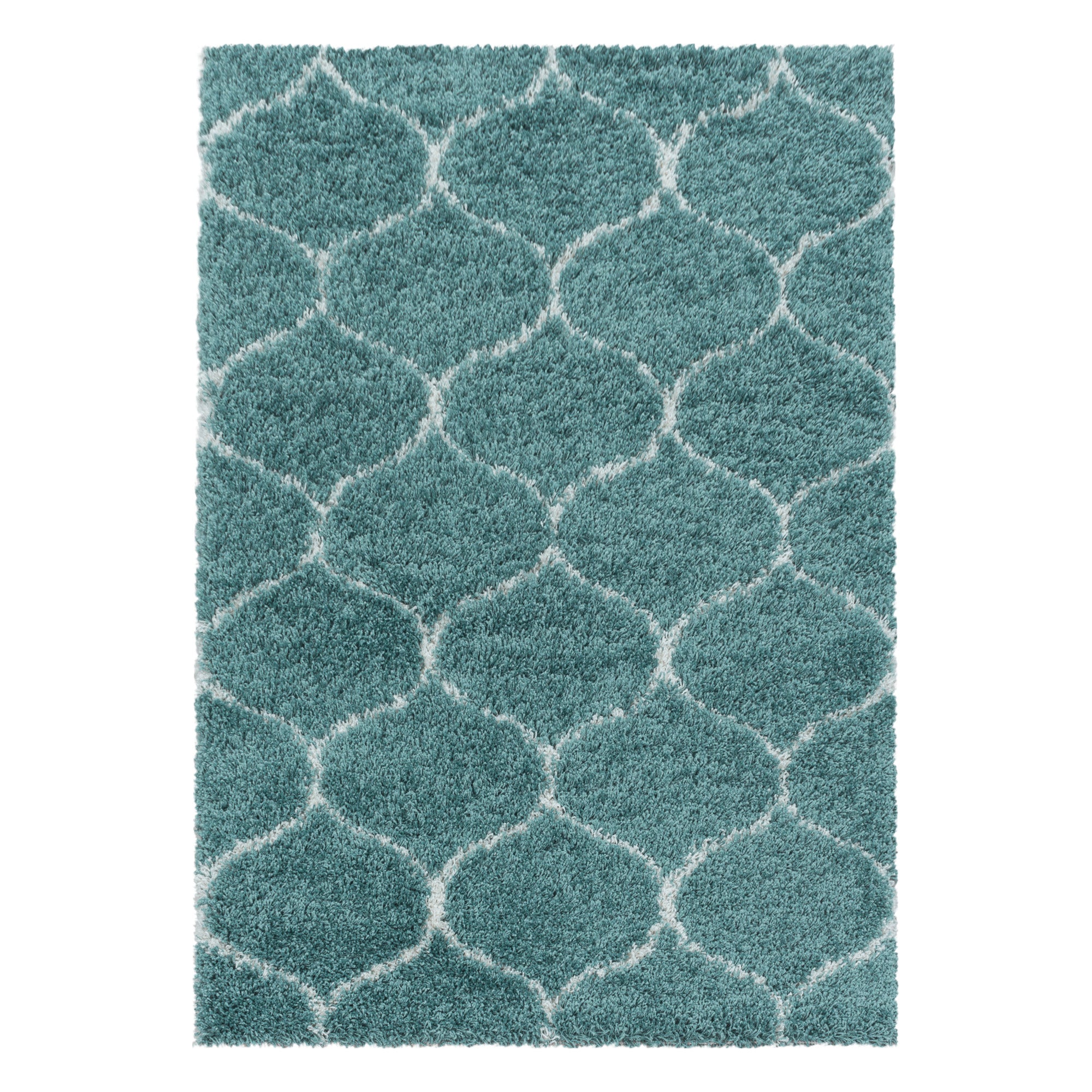 Design Hochflor Teppich Wohnzimmerteppich Muster Kachel Tile Jacquard