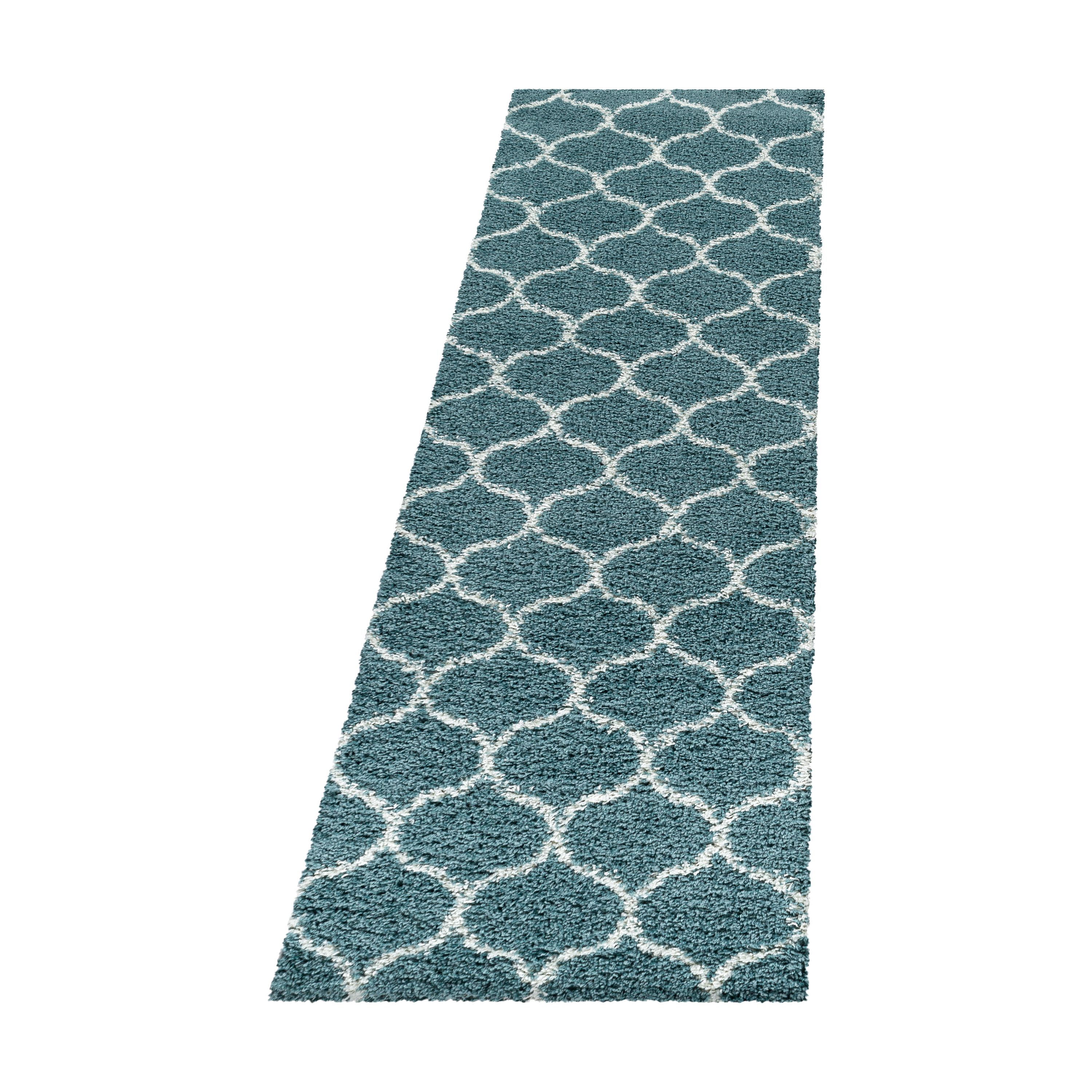Design Teppich Set Shaggy Läufer Läuferset Muster Kachel Tile Jacquard 3 Teile
