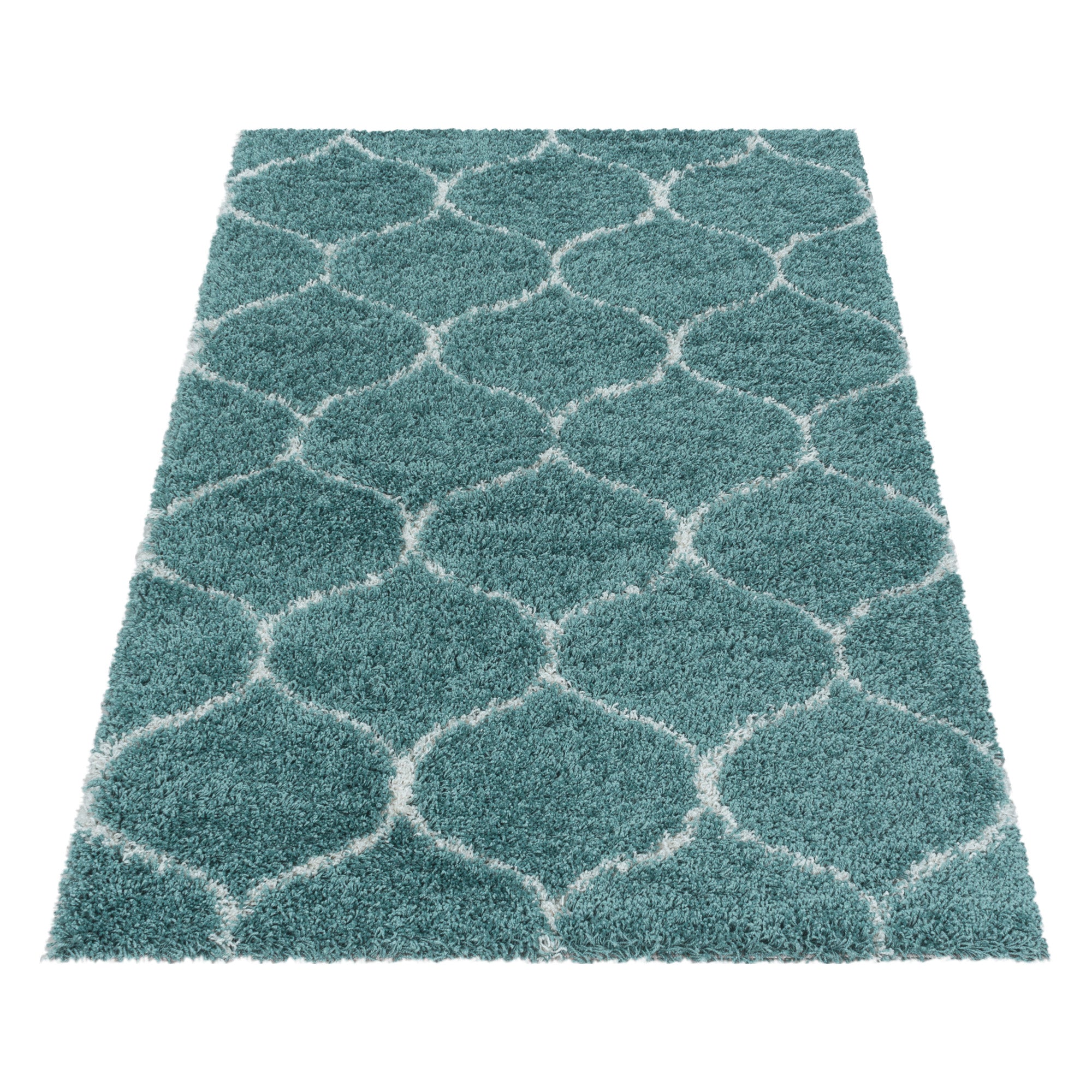 Design Hochflor Teppich Wohnzimmerteppich Muster Kachel Tile Jacquard