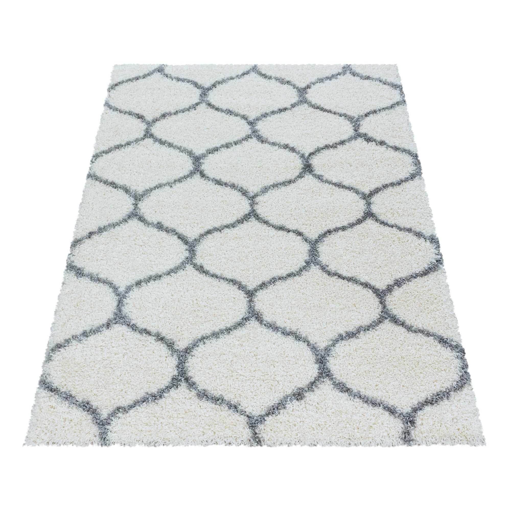 Design Hochflor Teppich Wohnzimmerteppich Muster Kachel Tile Jacquard