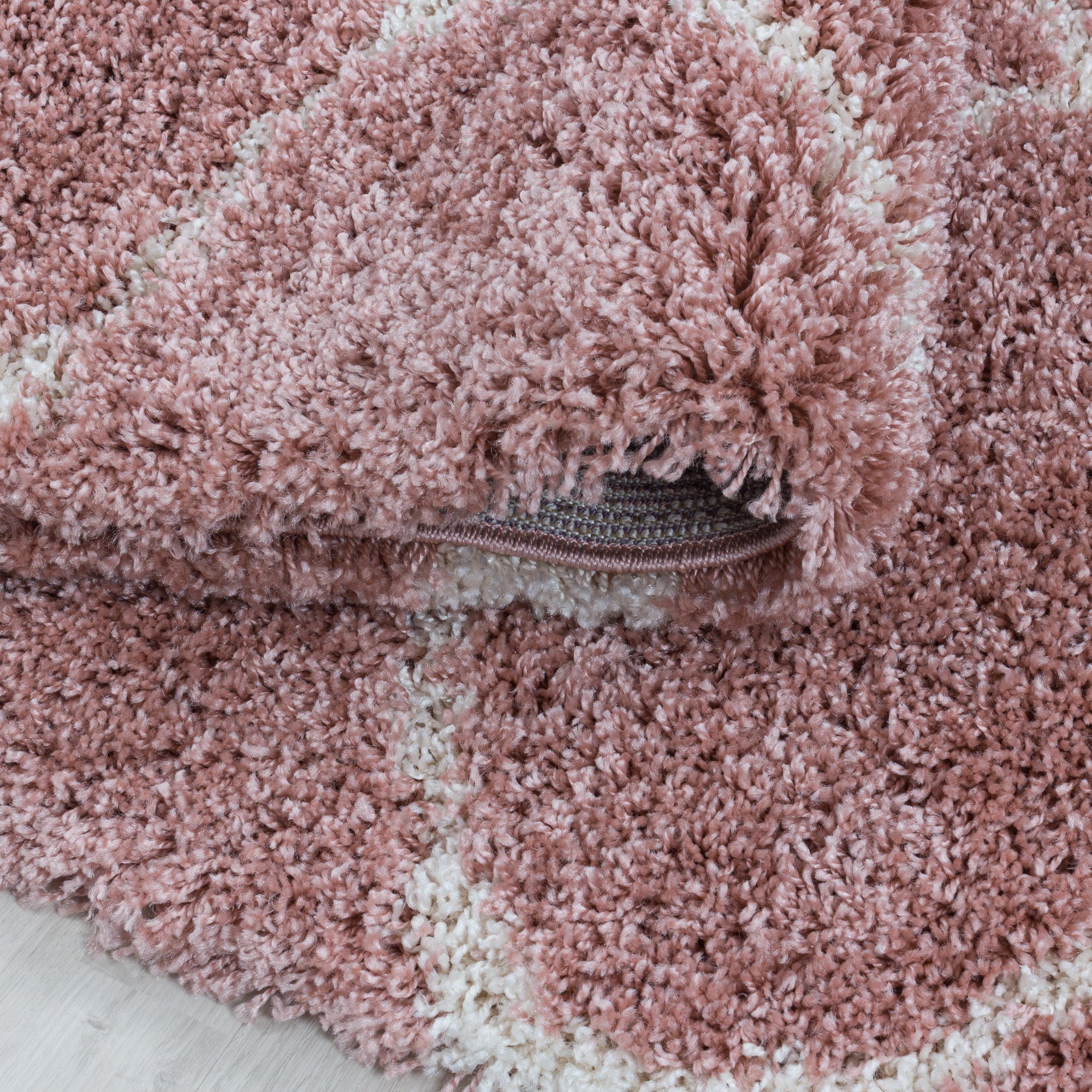 Design Hochflor Teppich Wohnzimmerteppich Muster Kachel Tile Jacquard Form Rund