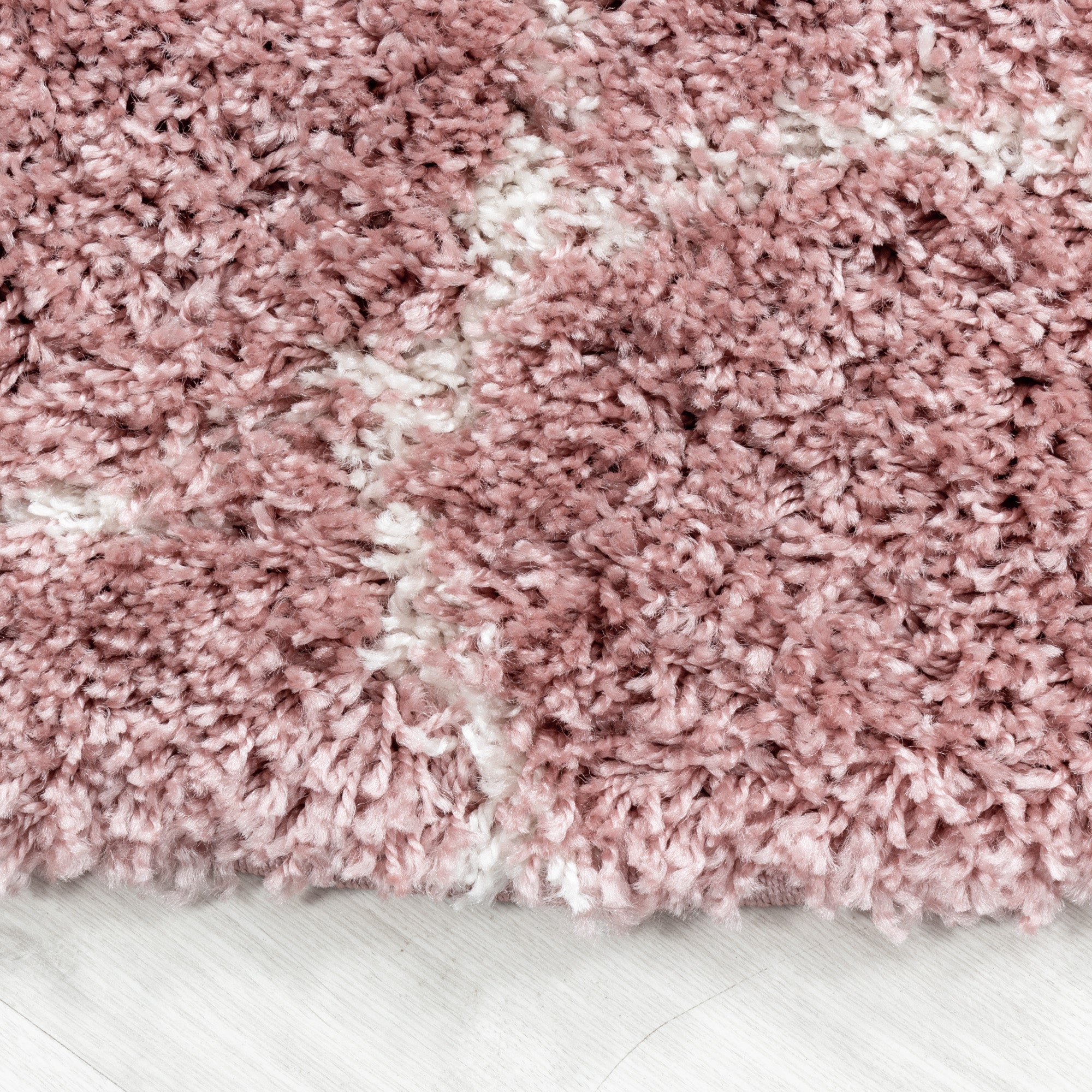 Design Hochflor Teppich Wohnzimmerteppich Muster Kachel Tile Jacquard Form Rund