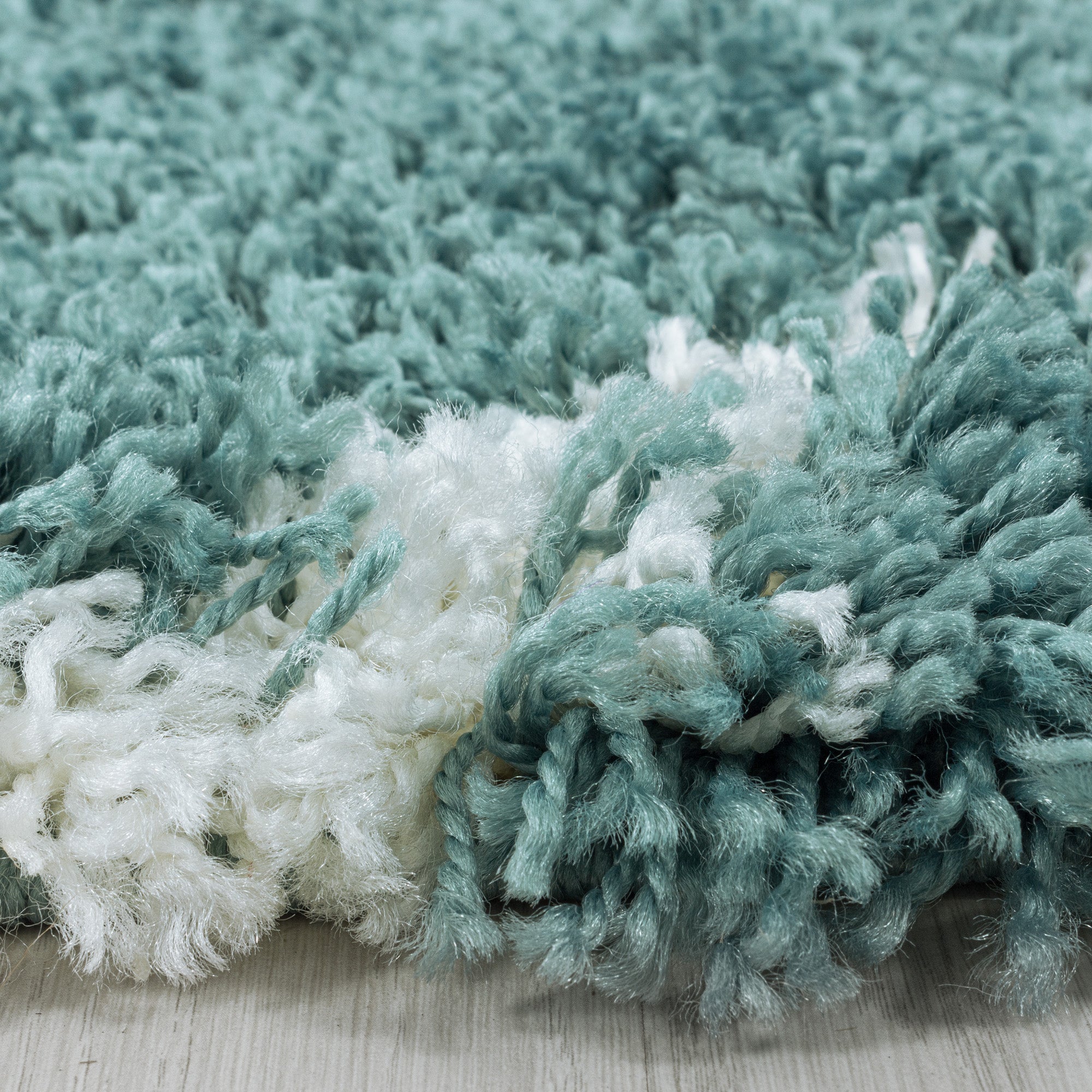 Design Hochflor Teppich Wohnzimmerteppich Muster Raute Flor Weich Farbe Blau