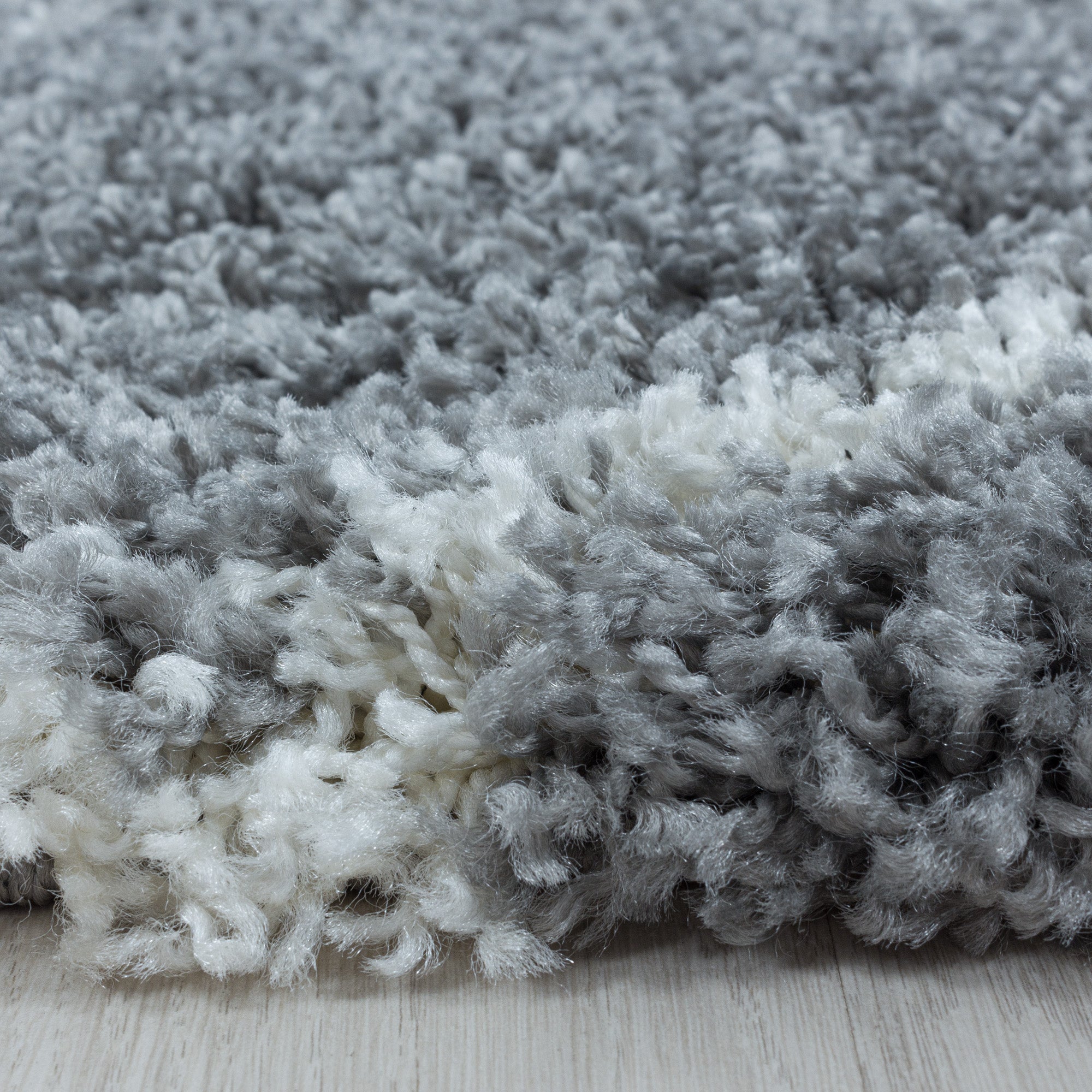 Design Hochflor Teppich Wohnzimmerteppich Muster Raute Flor Weich Farbe Grau