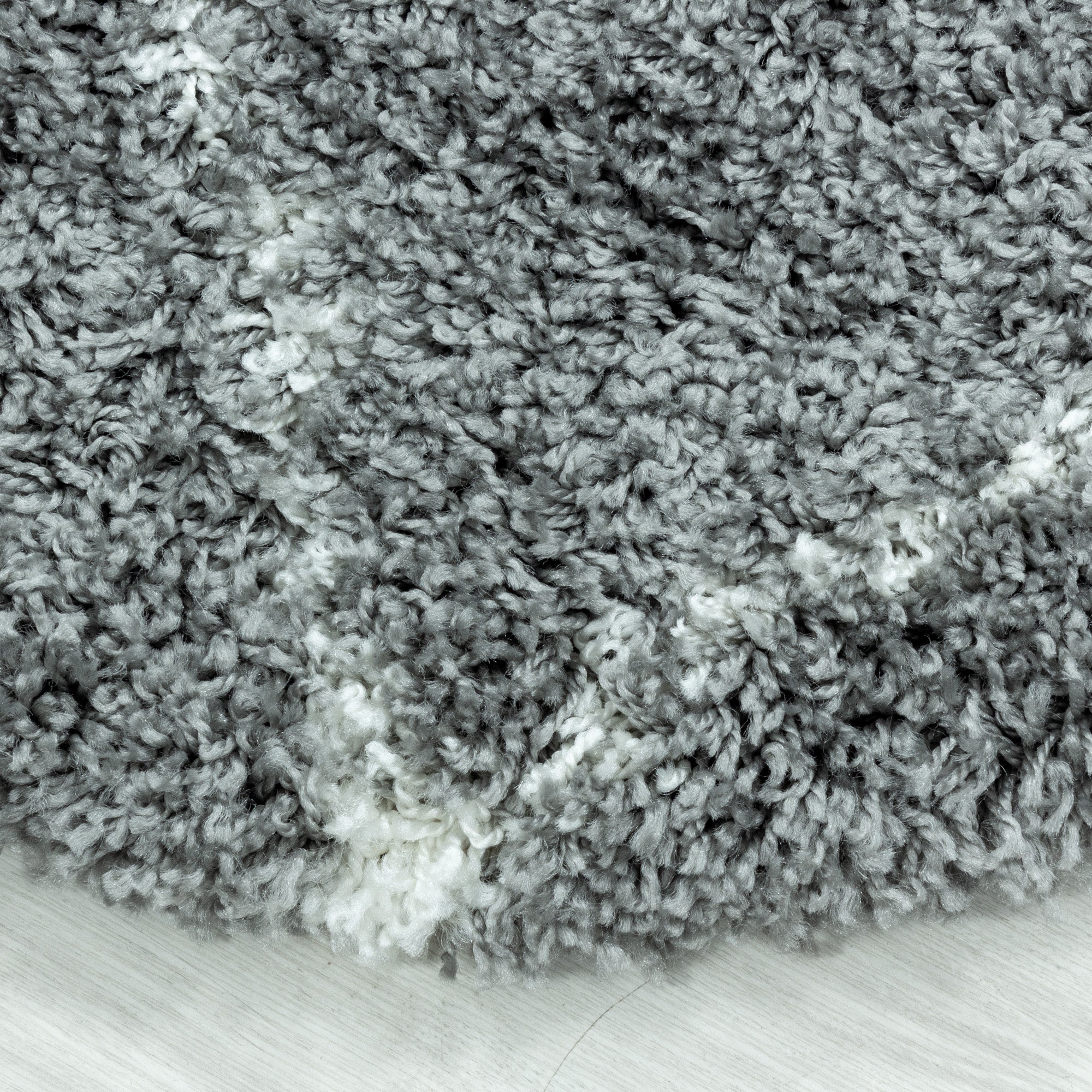 Design Hochflor Teppich Wohnzimmerteppich Muster Raute Flor Weich Farbe Grau