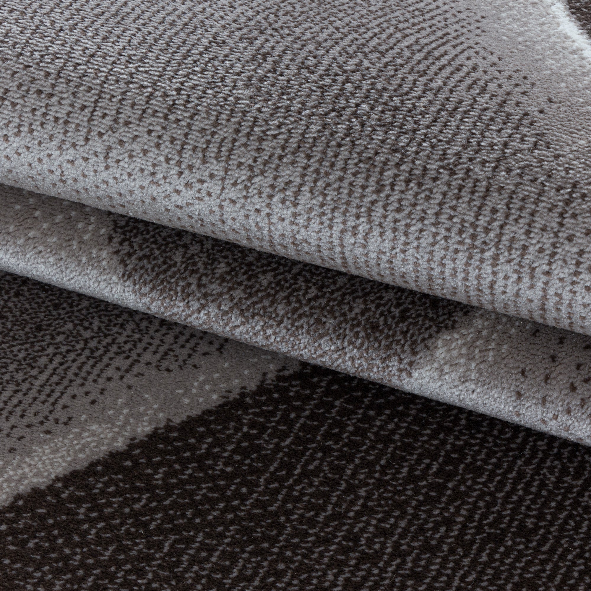 Kurzflor Design Teppich Wohnzimmerteppich 3-D Muster Dreieck Soft Flor Braun