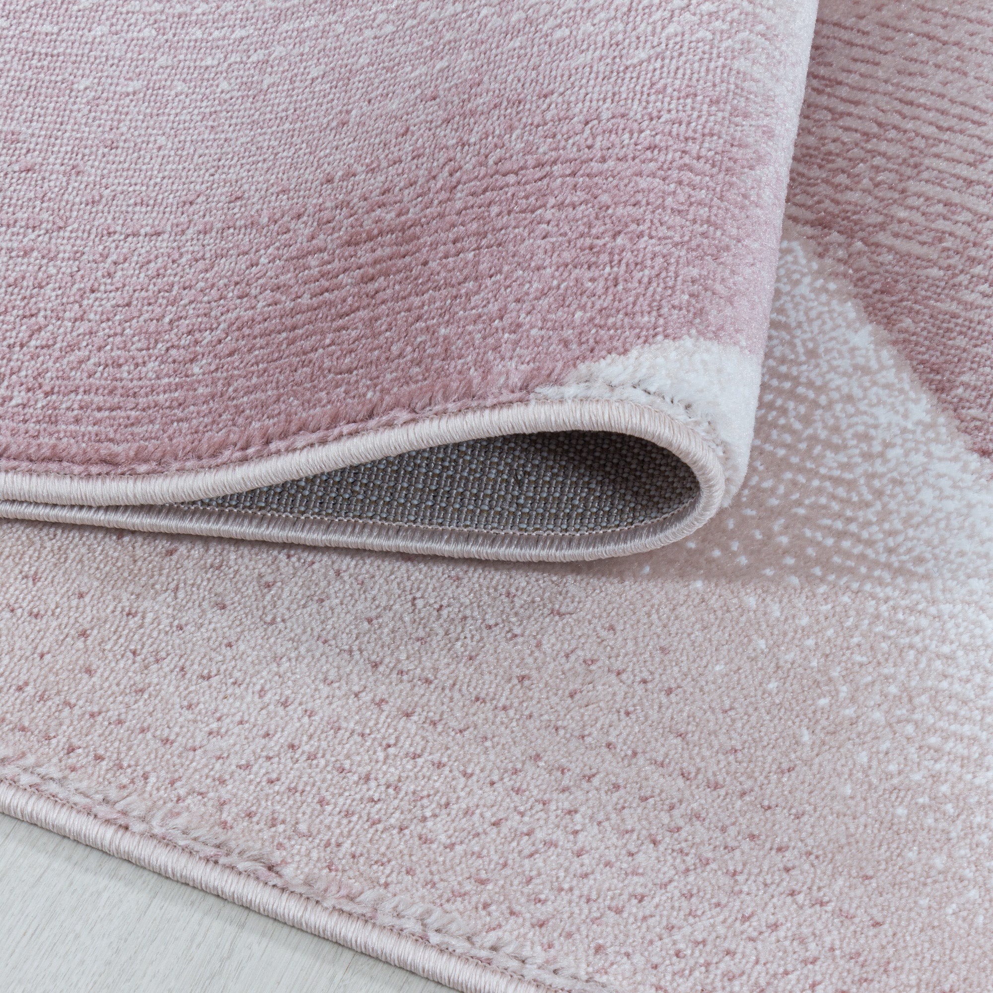 Kurzflor Teppich Set Schlafzimmer Läufer Set 3-D Muster Dreieck 3 Teile Pink