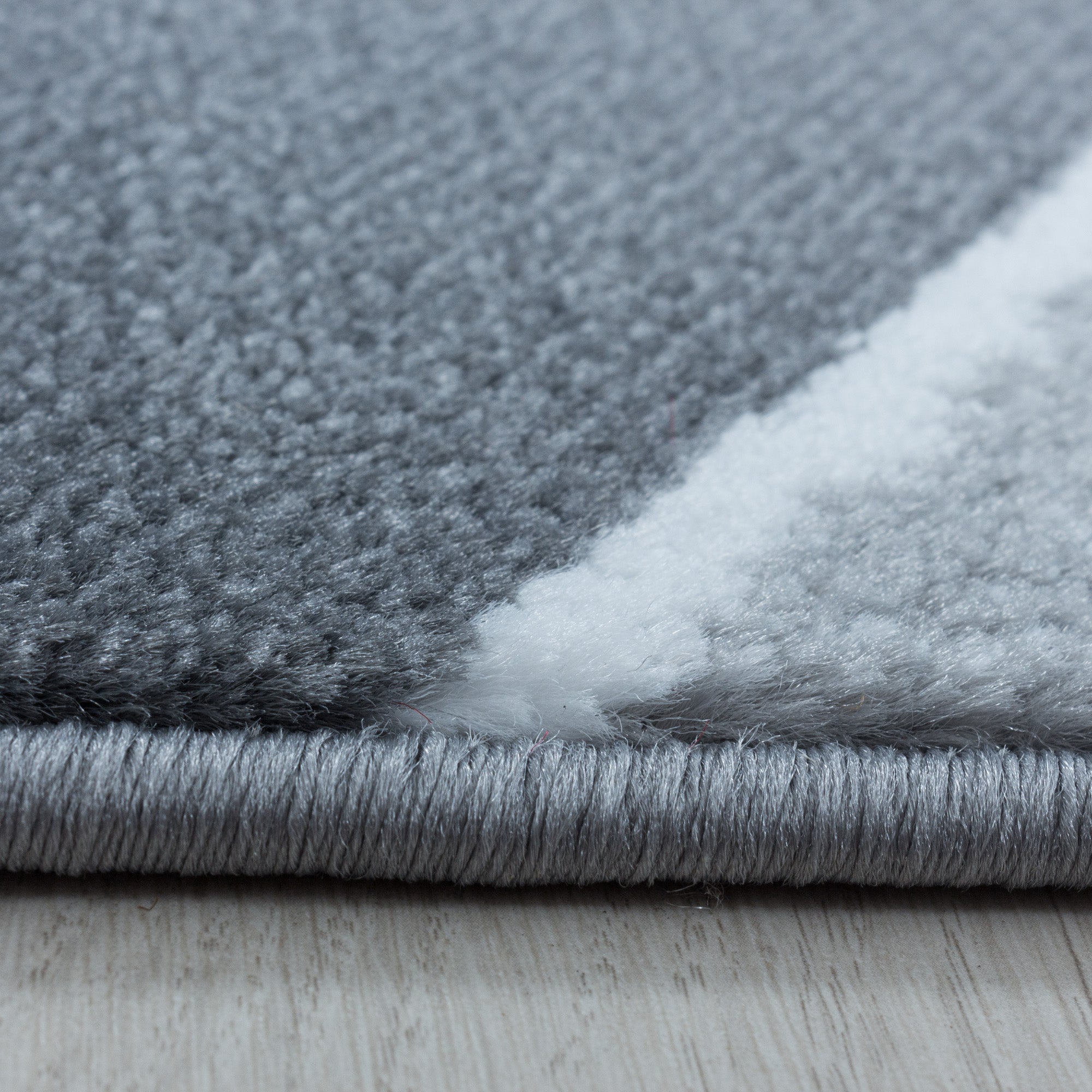 Kurzflor Teppich Set Schlafzimmer Läufer Set 3-D Wellen Muster 3 Teile Grau