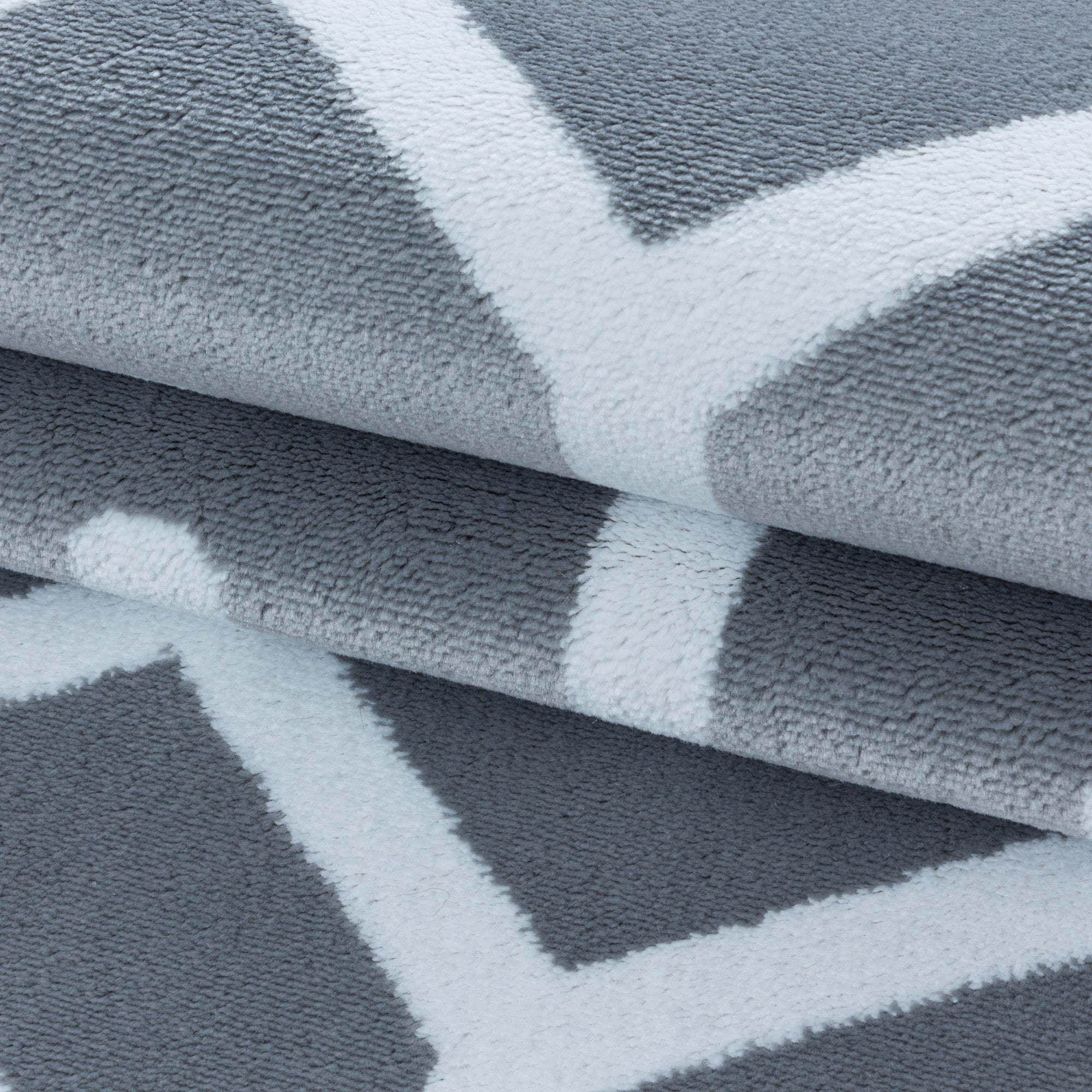 Weicher Kurzflor Teppich Wohnzimmerteppich Gitter Design Soft Flor Grau
