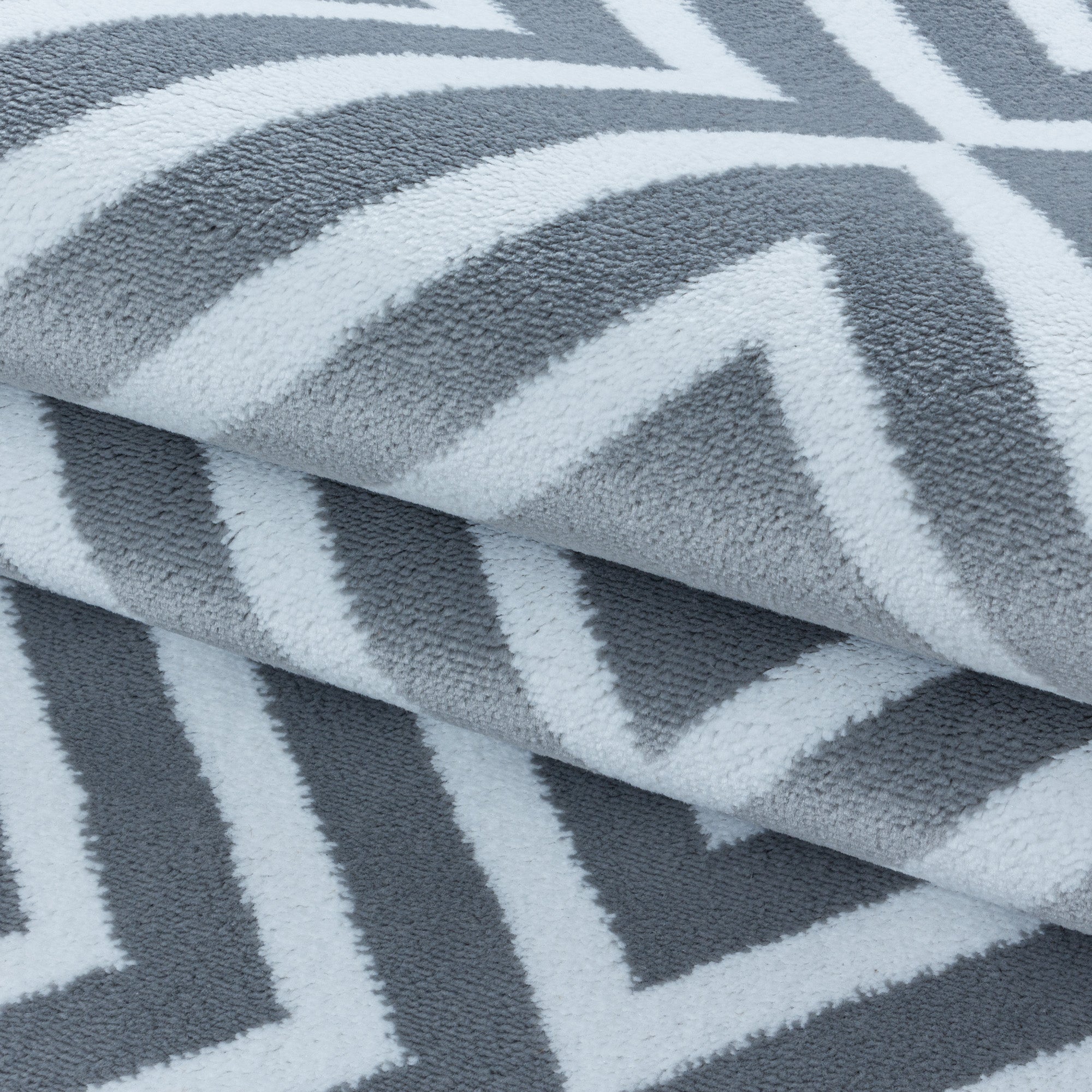 Weicher Kurzflor Teppich Wohnzimmerteppich Rauten Gitter Design Soft Flor Grau