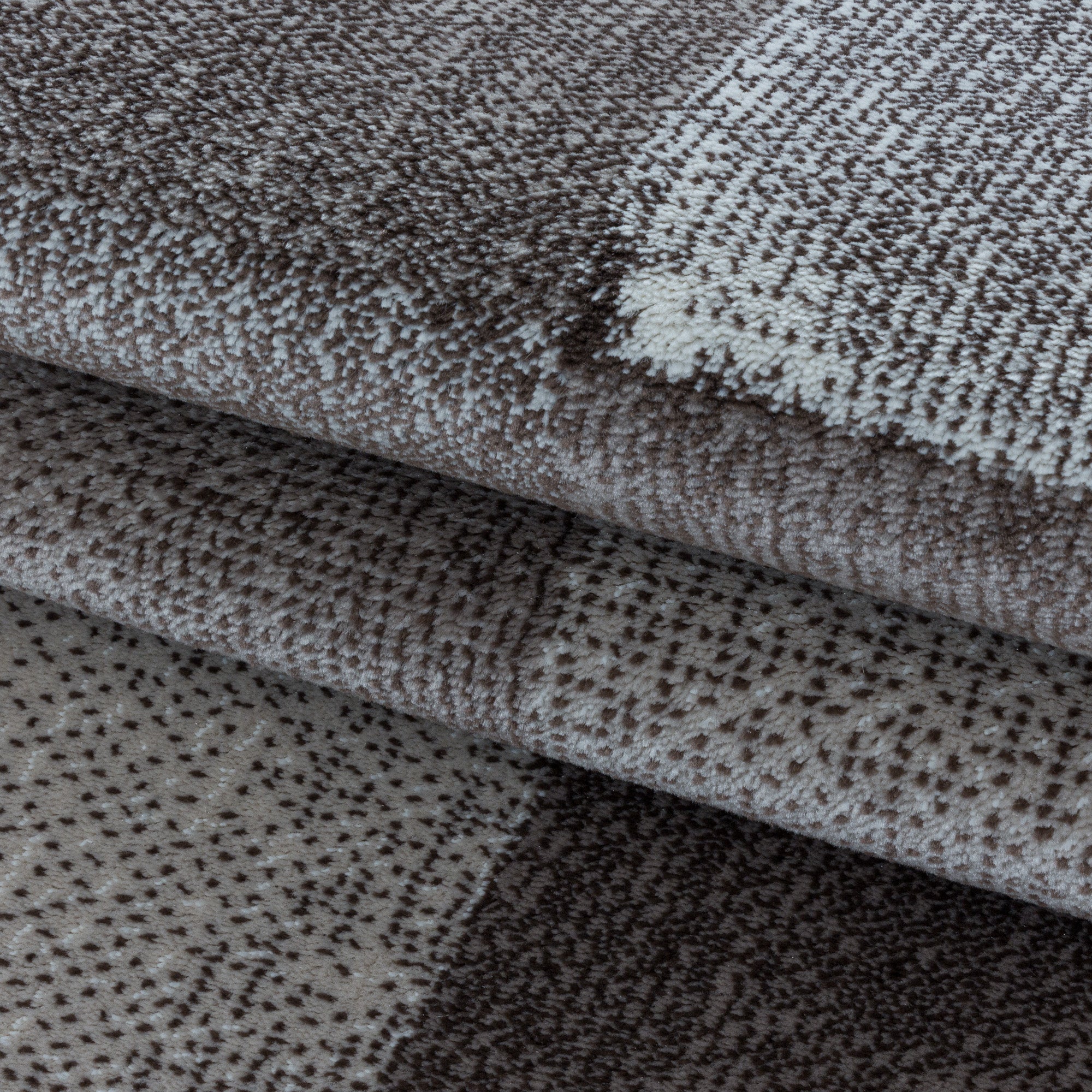 Weicher Kurzflor Teppich Wohnzimmerteppich Viereck Gitter Design Braun