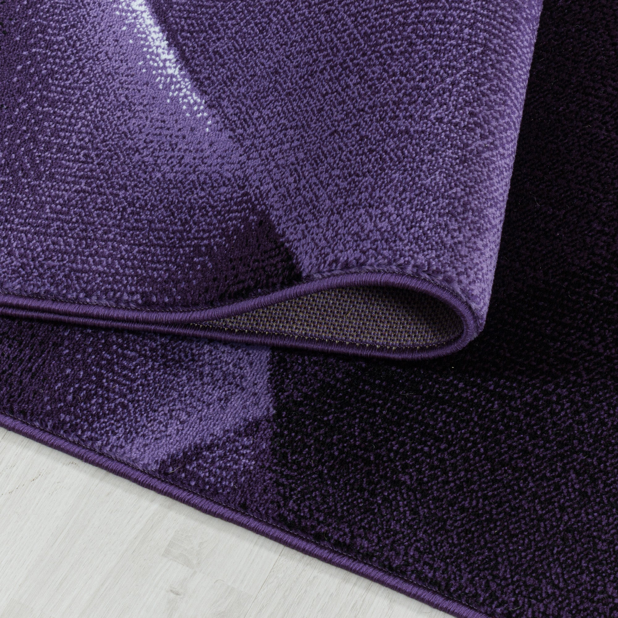Kurzflor Teppich Set Schlafzimmer Läufer Set Abstraktes Design 3 Teile Lila