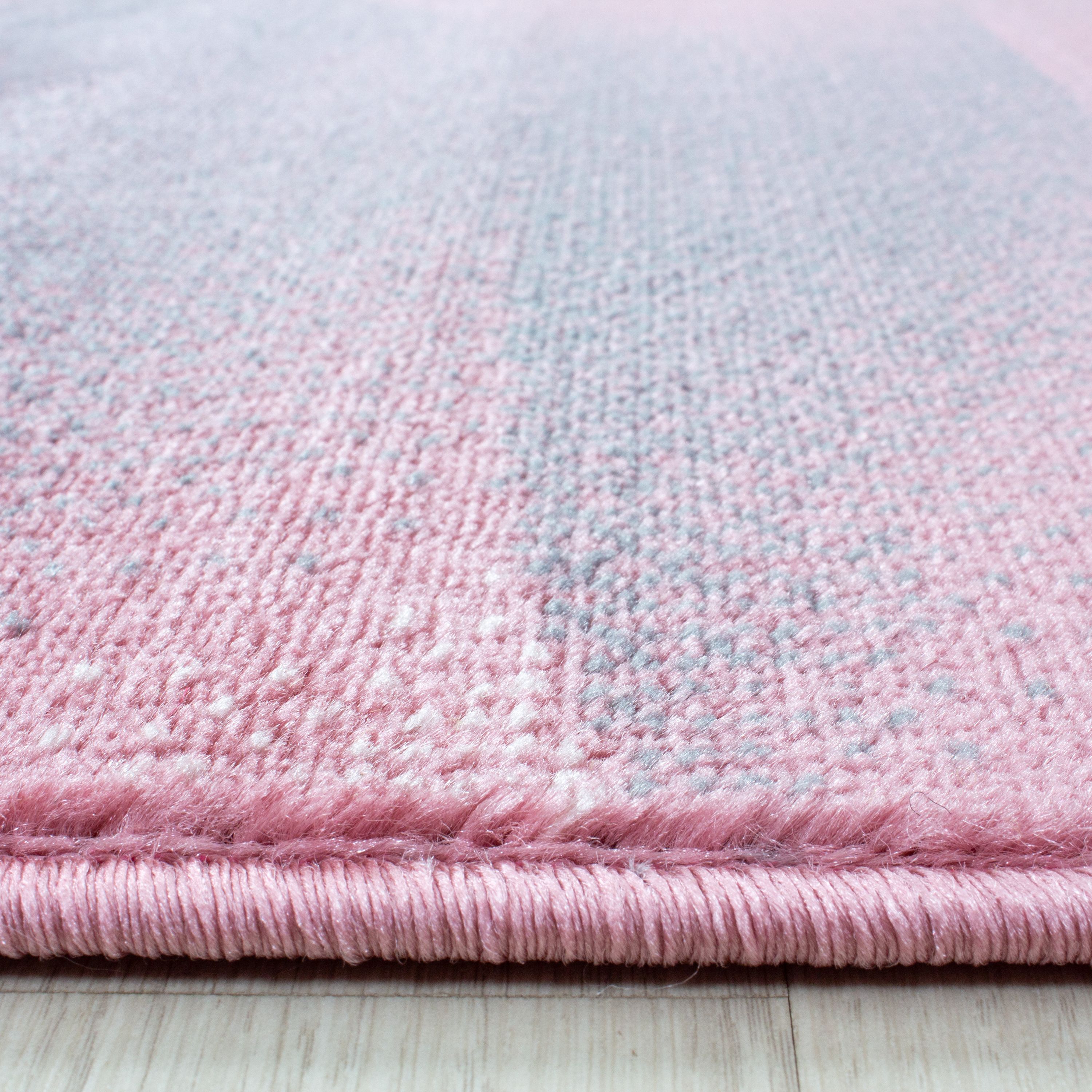 Weicher Kurzflor Teppich Wohnzimmerteppich Wellen Design Pink