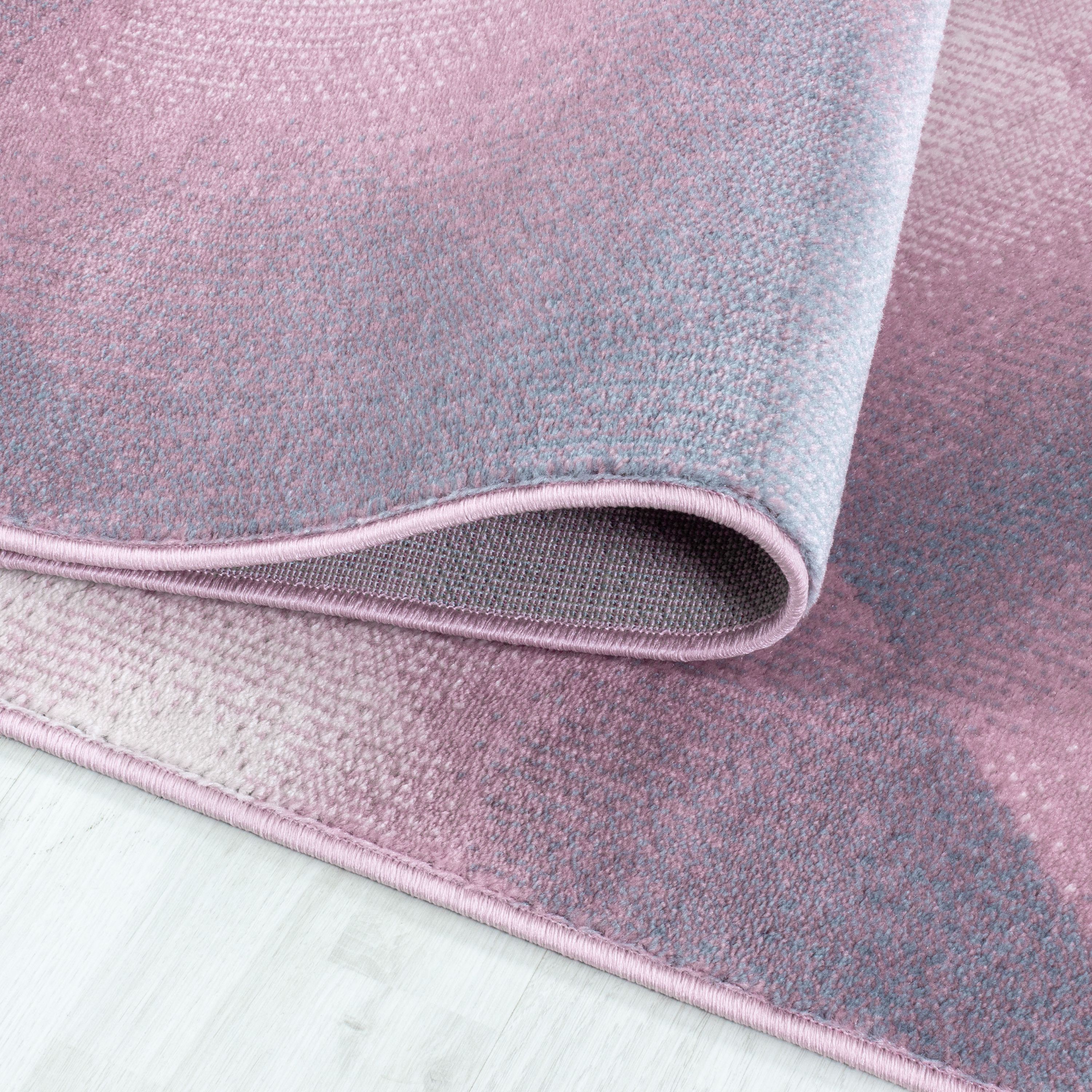 Weicher Kurzflor Teppich Wohnzimmerteppich Wellen Design Pink