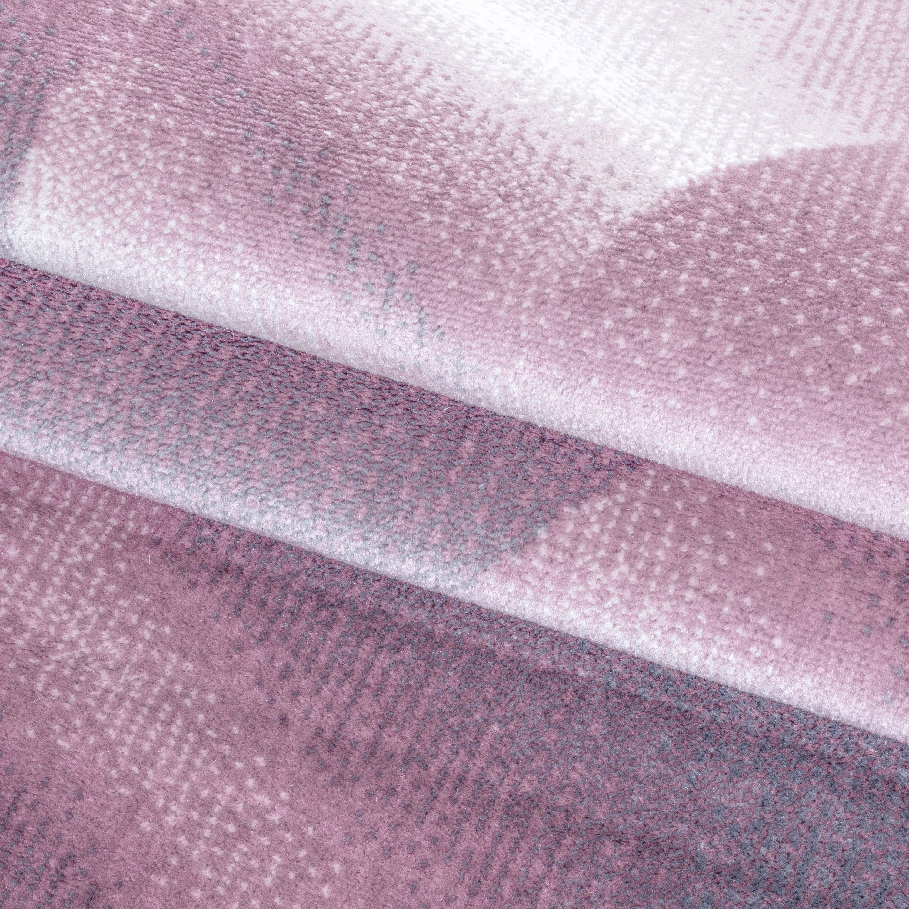 Weicher Kurzflor Teppich Wohnzimmerteppich Wellen Design Pink