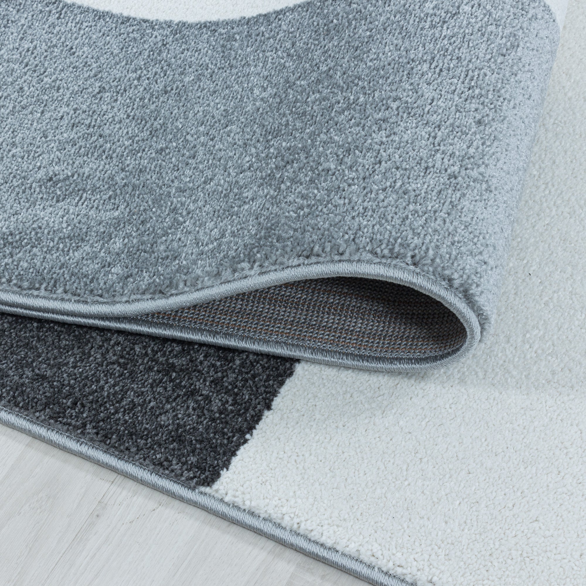 Kurzflor Teppich Set Schlafzimmer Läufer Zipcode Design Abstrakt 3 Teile Blau