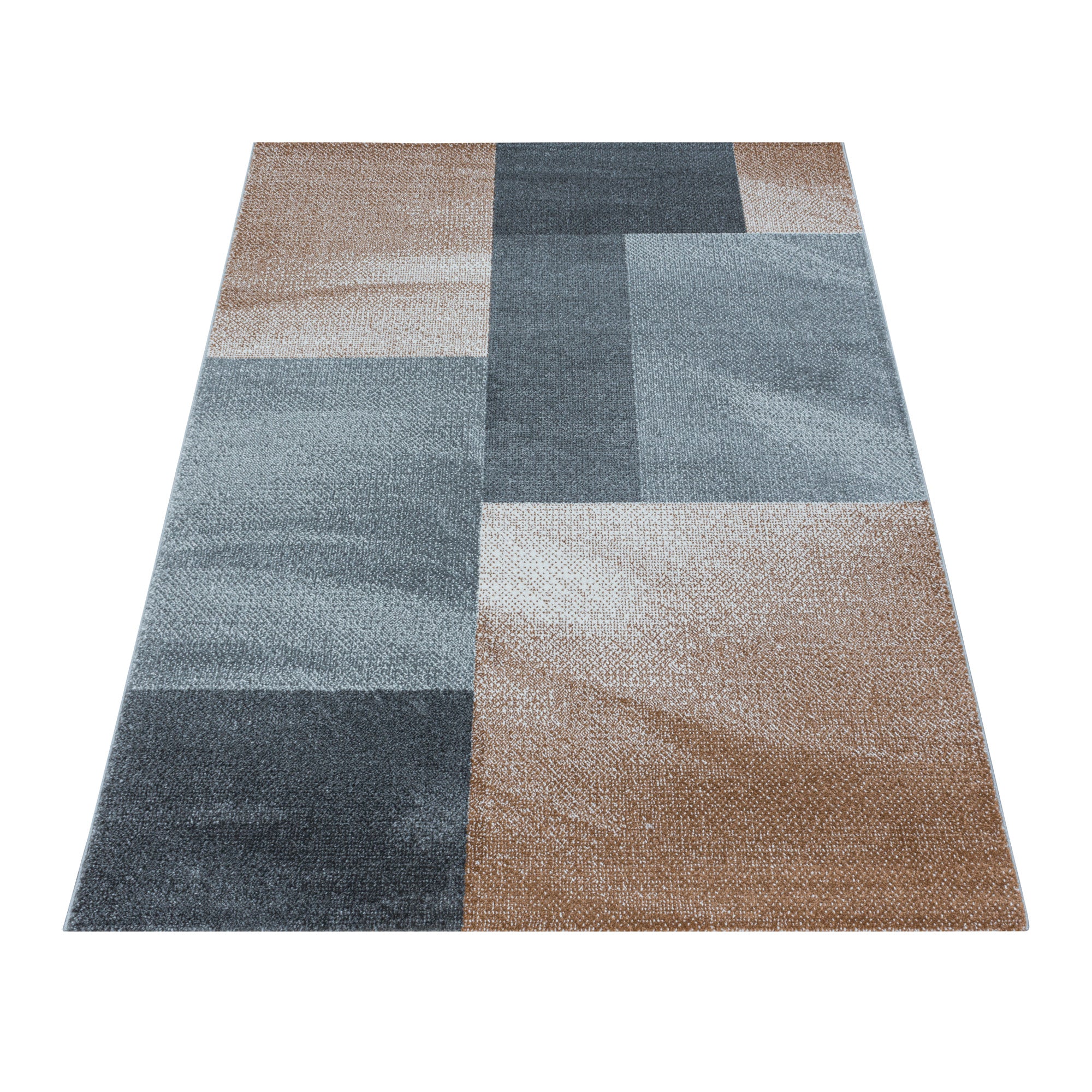 Kurzflor Design Teppich Wohnzimmerteppich Zipcode Muster Rechtecke Kupfer