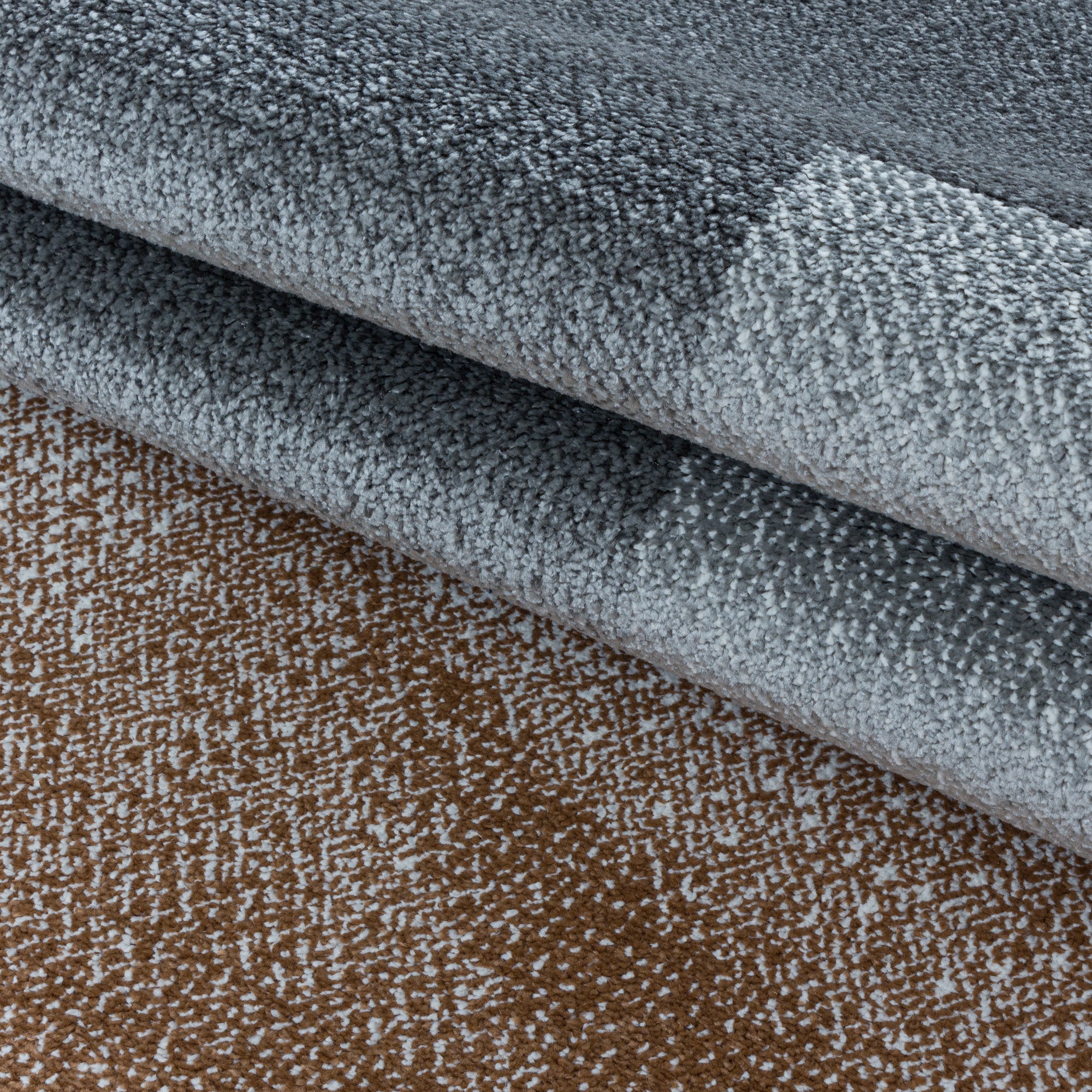 Kurzflor Design Teppich Wohnzimmerteppich Zipcode Muster Rechtecke Kupfer