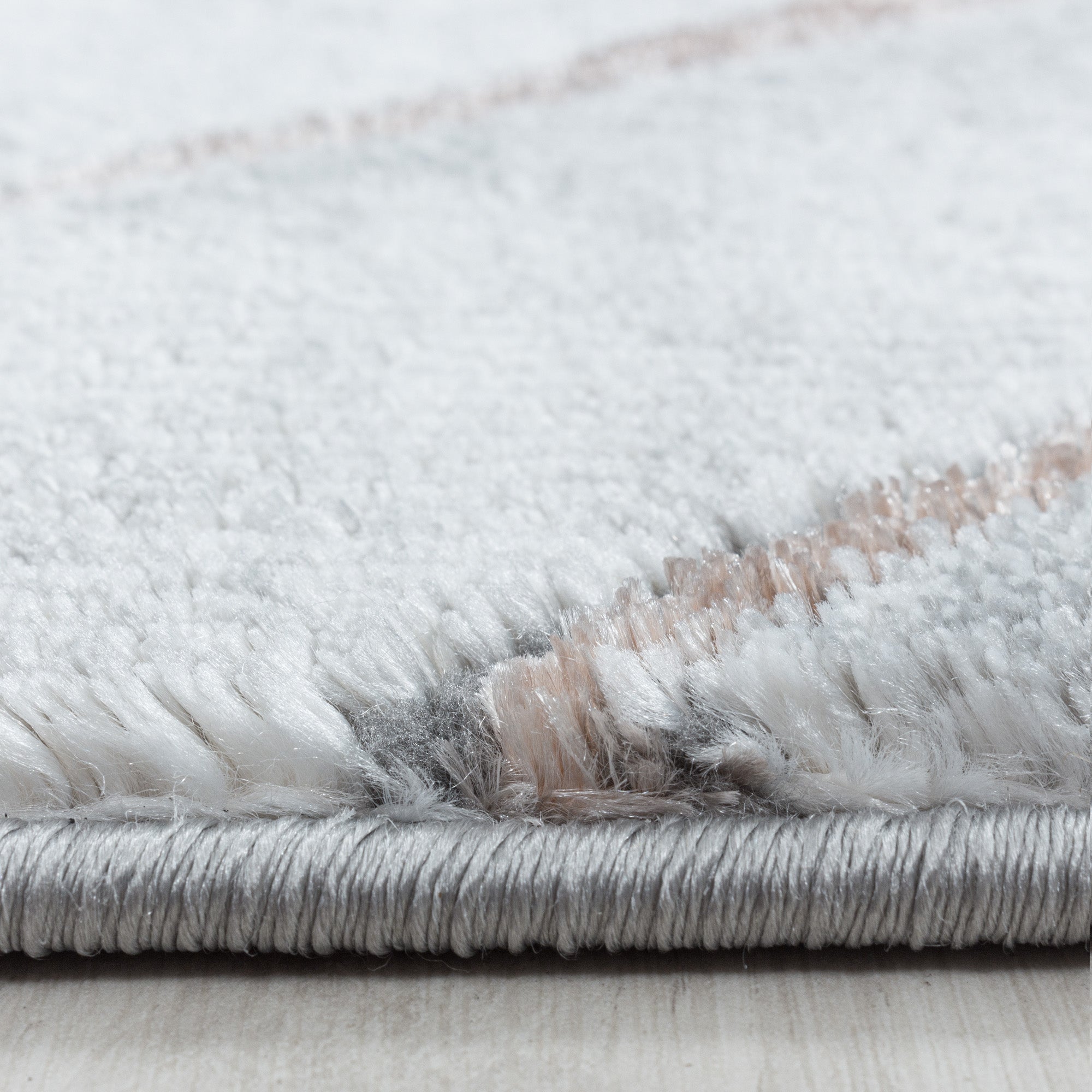 Kurzflor Design Teppich Wohnzimmerteppich Muster Marmoriert Raute Karo Bronze
