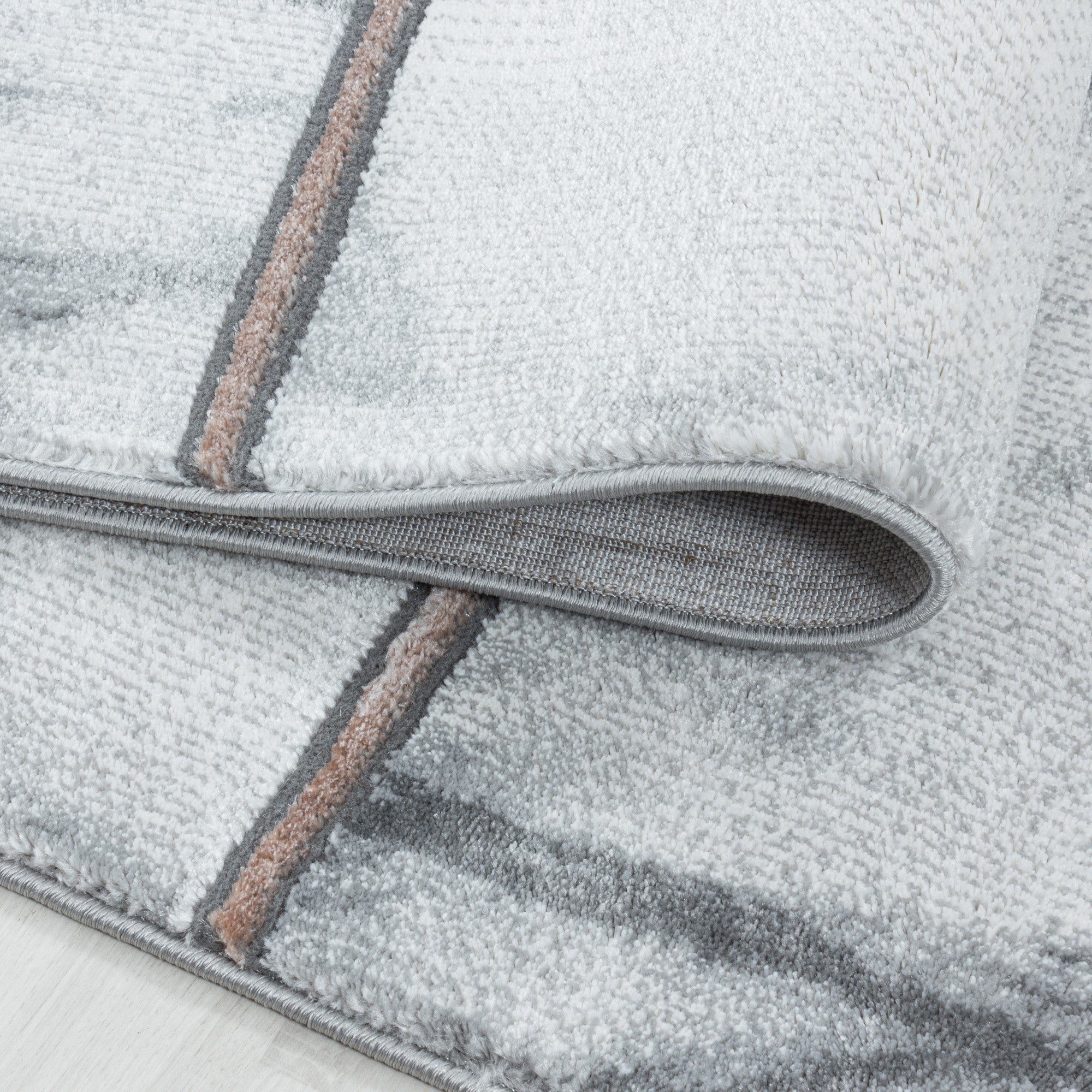 Kurzflor Teppich Set Schlafzimmer Läufer Vierecke Marmoriert 3 Teile Set Bronze
