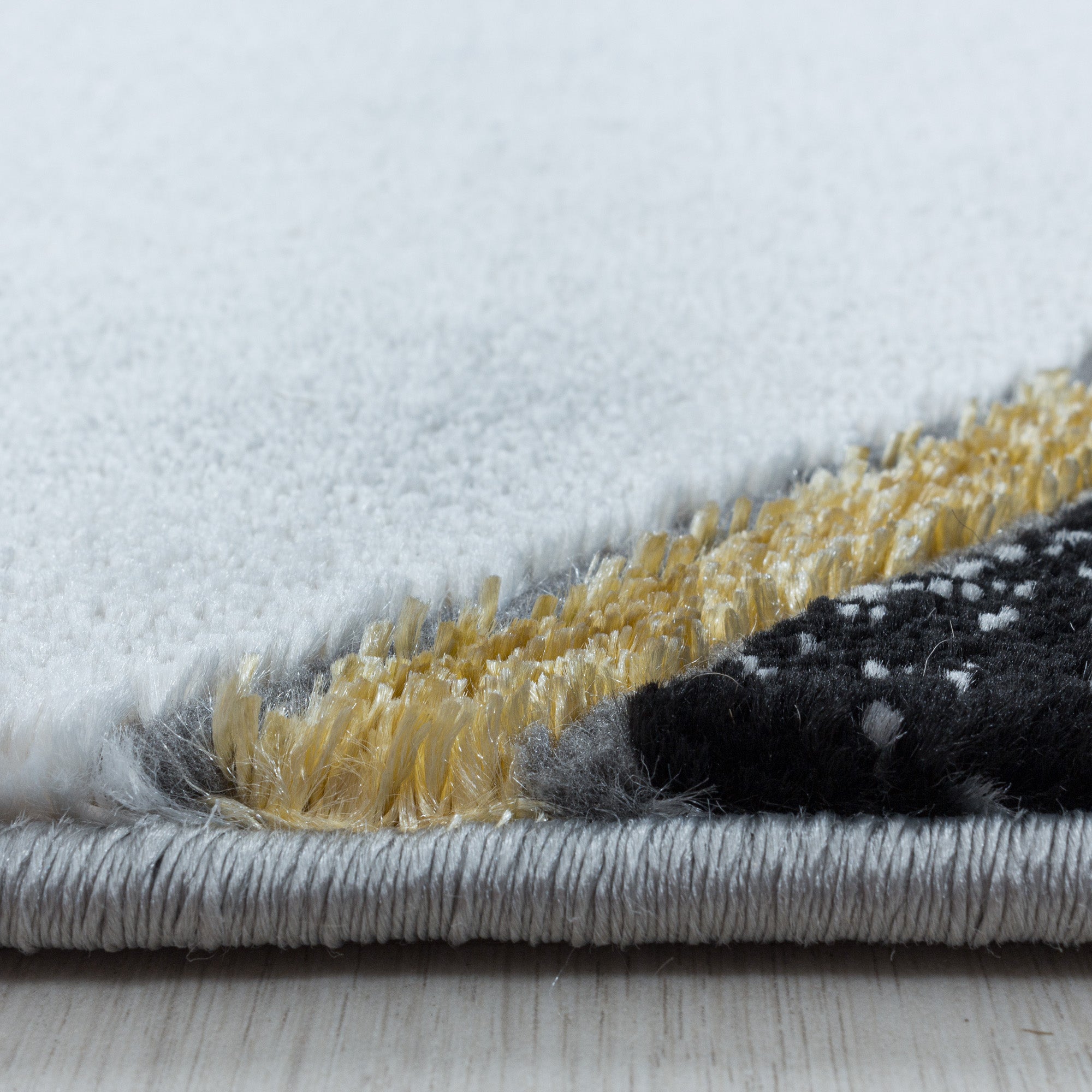 Kurzflor Design Teppich Wohnzimmerteppich Marmor Muster Abstrakt Linien Gold