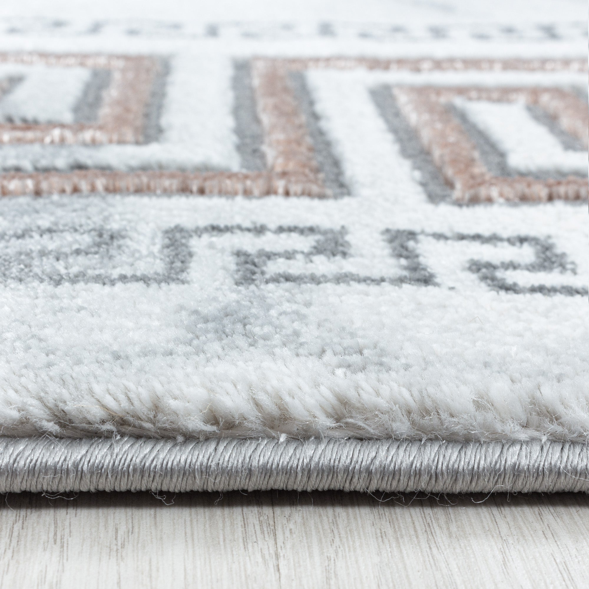 Kurzflor Design Teppich Wohnzimmerteppich Marmor Muster Bordüre Antik Bronze