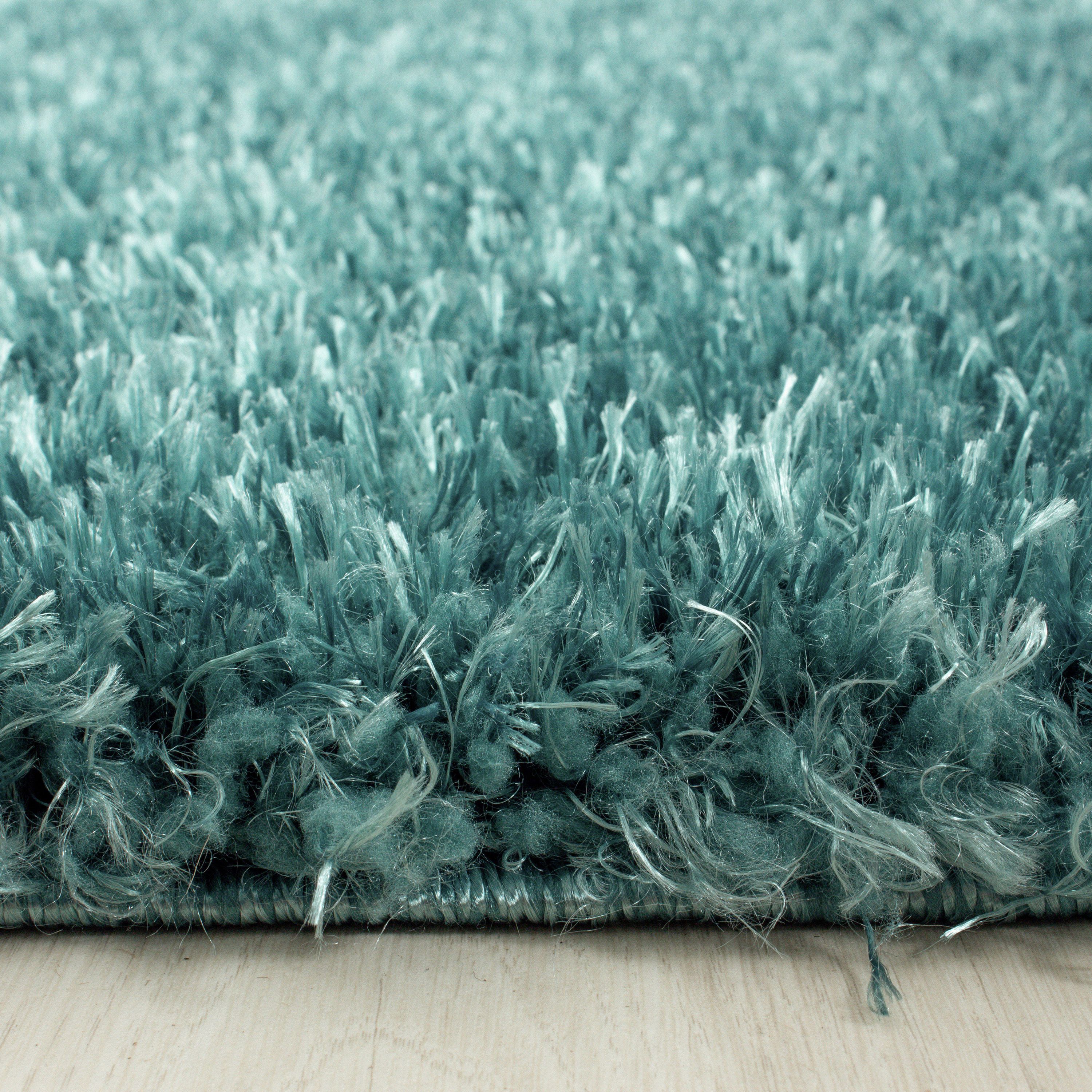 Hochflor Teppich Set Schlafzimmer Teppichläufer 3 Teile Set Glanz Garn Aqua