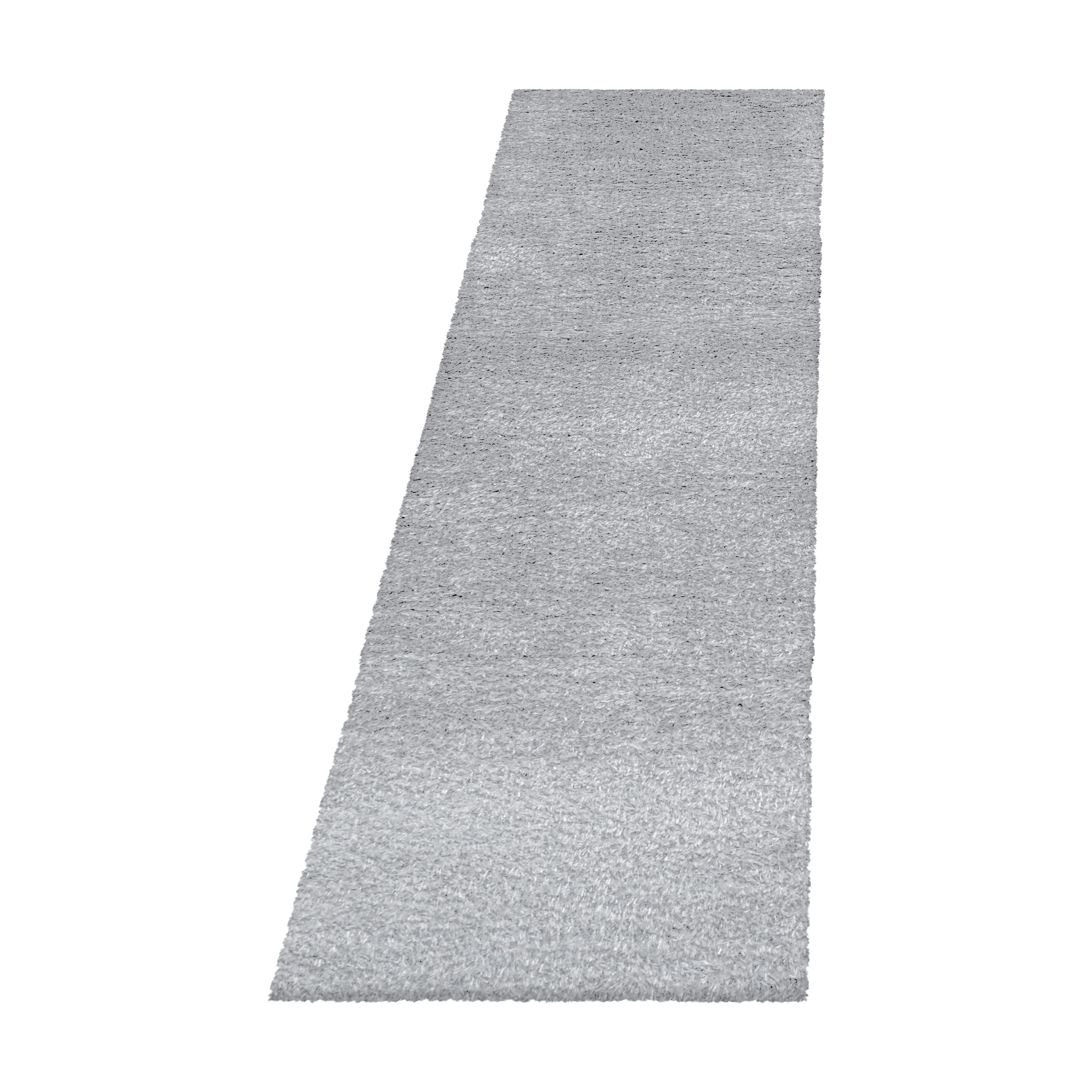 Hochflor Teppich Set Schlafzimmer Teppichläufer 3 Teile Set Glanz Garn Silber