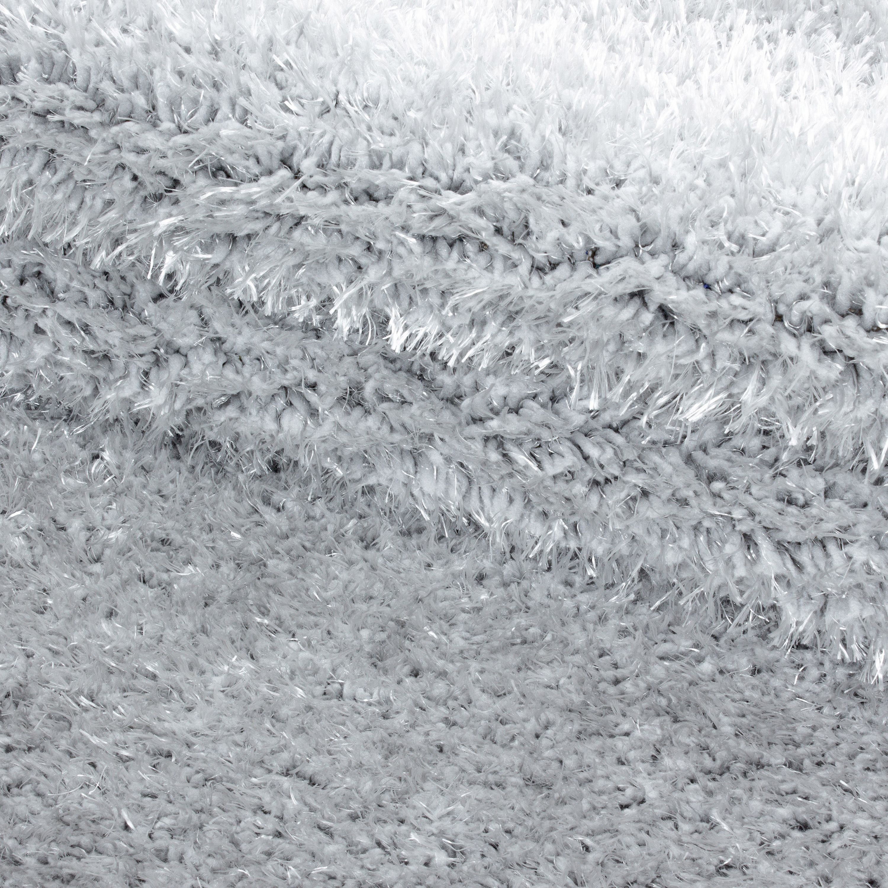 Hochflor Teppich Set Schlafzimmer Teppichläufer 3 Teile Set Glanz Garn Silber