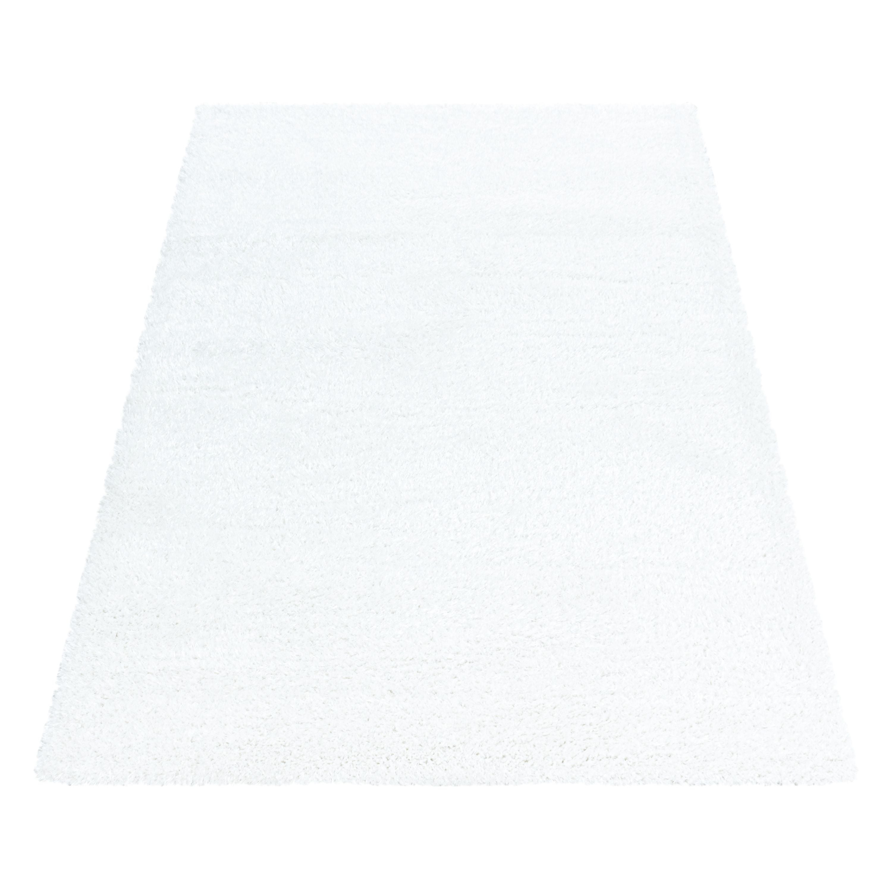 Hochflor Shaggy Wohnzimmer Teppich Soft Weichem Glanz Garn Einfarbig Weiss