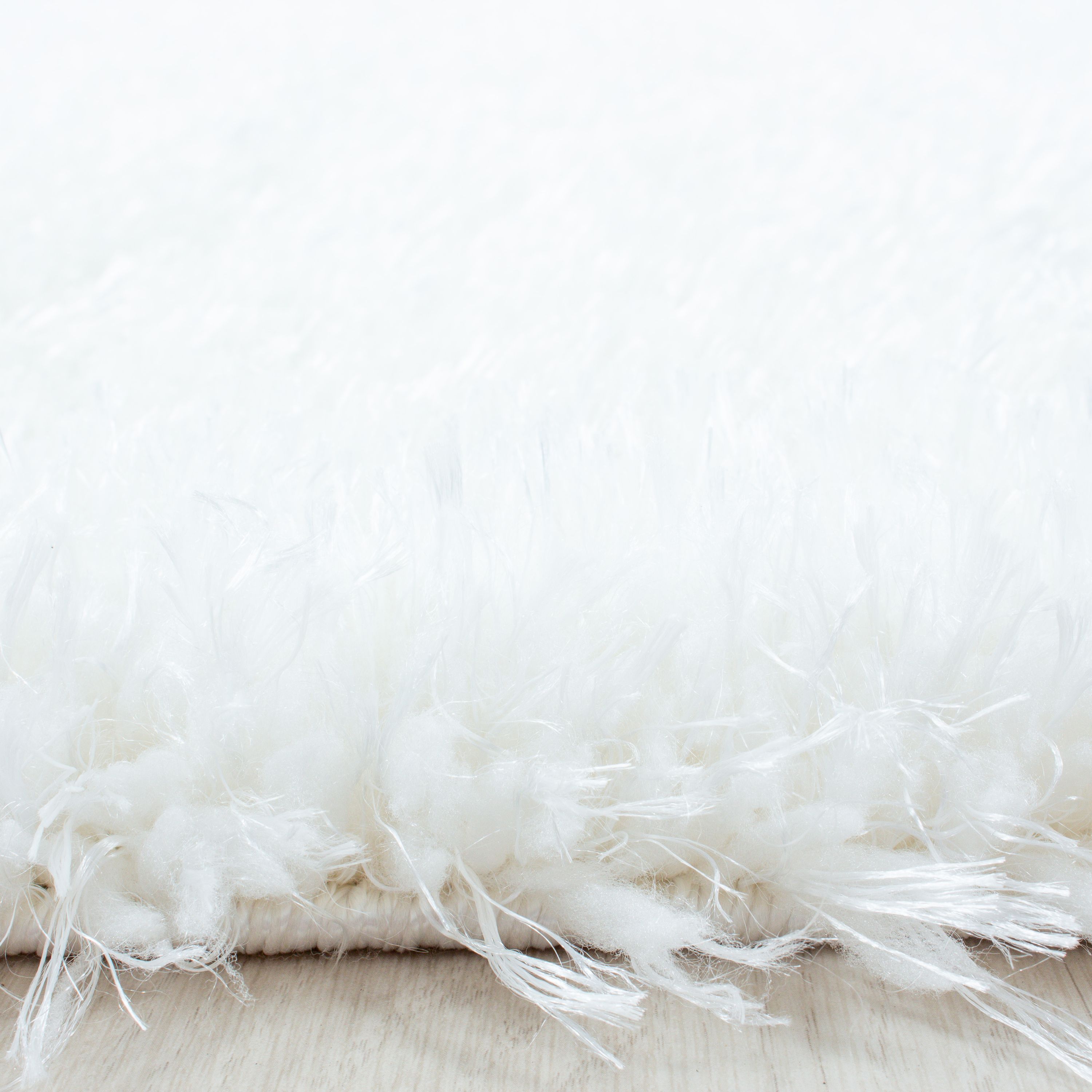 Hochflor Shaggy Wohnzimmer Teppich Soft Weichem Glanz Garn Einfarbig Weiss