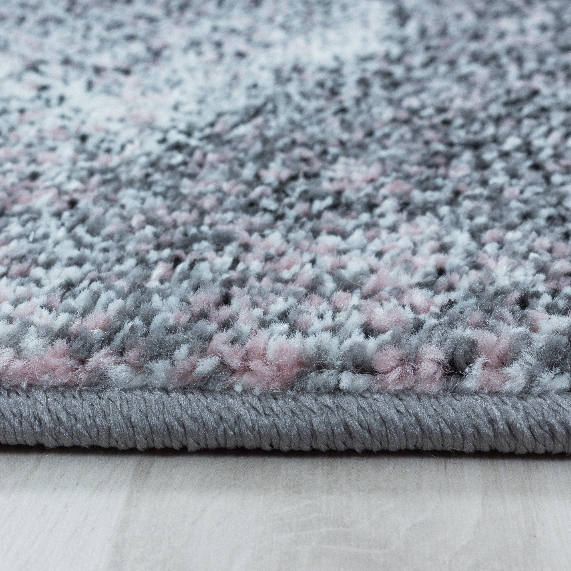 Kurzflor Teppich Rosa Grau Wolken Muster Marmoriert Wohnzimmerteppich Weich