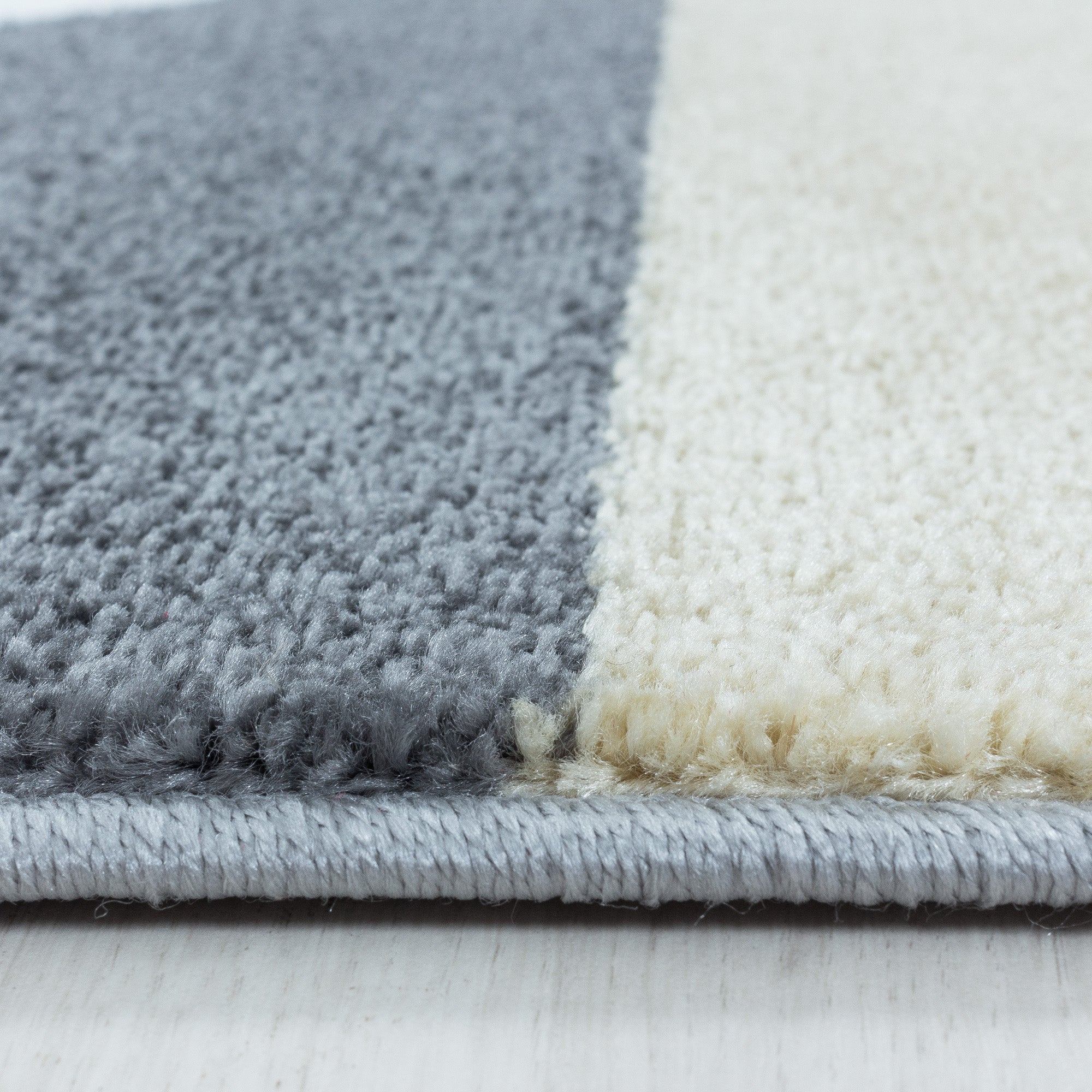 Kurzflor Teppich Gelb Grau Muster Geometrisch Modern Wohnzimmerteppich Weich