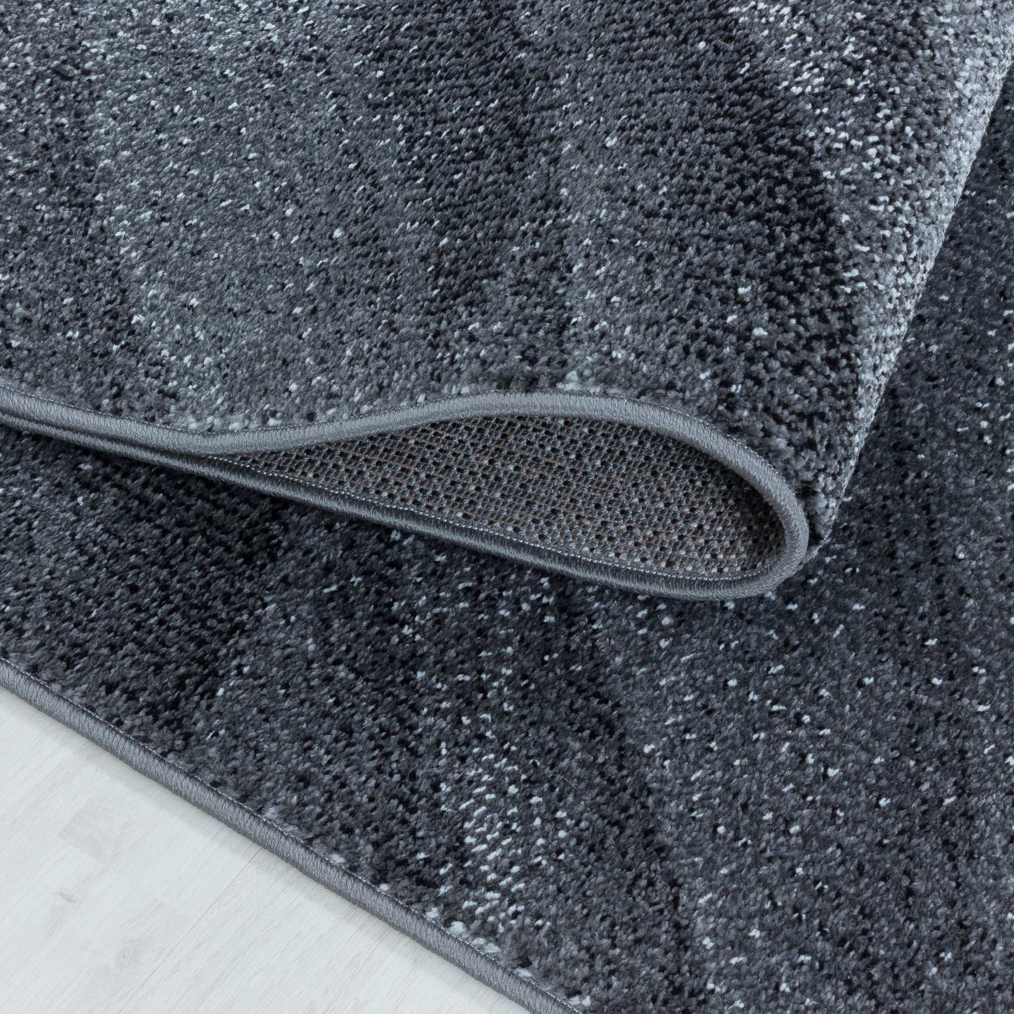 Kurzflor Teppich Bettset Grau Muster Modern Wellen Linien Läuferset 3 Teile Set