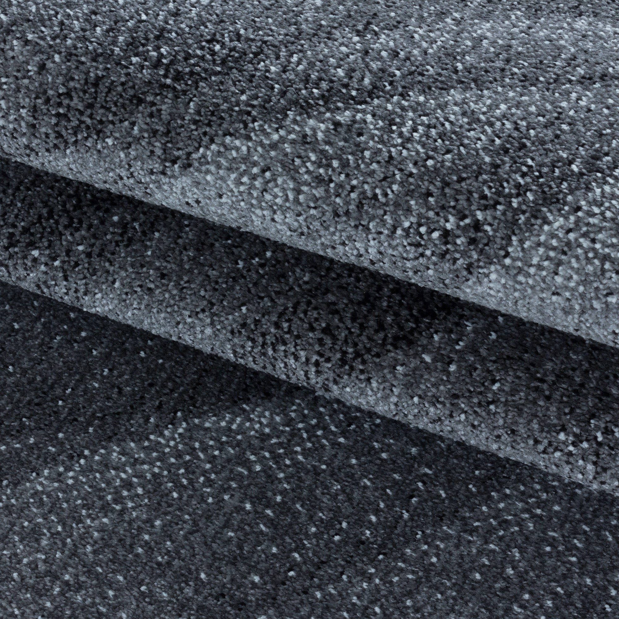 Kurzflor Teppich Bettset Grau Muster Modern Wellen Linien Läuferset 3 Teile Set