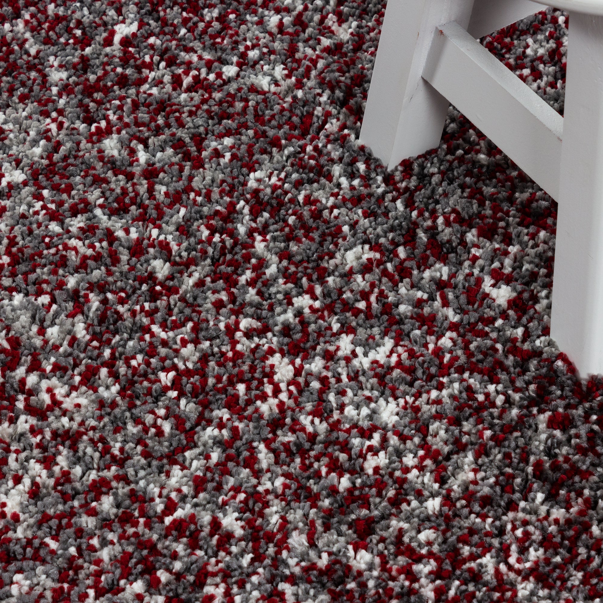 Hochflor Shaggy Teppich Langflorteppich Bunt Grau Hellgrau Rot Creme Meliert