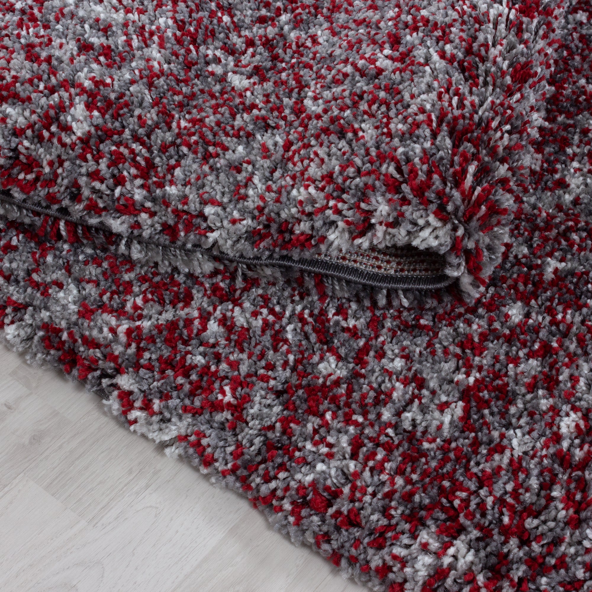 Hochflor Shaggy Teppich Langflorteppich Bunt Grau Hellgrau Rot Creme Meliert