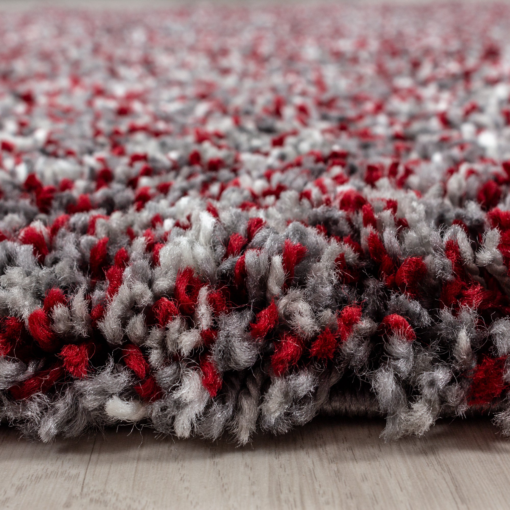 Hochflor Shaggy Teppich Langflorteppich Bunt Grau Hellgrau Rot Creme Meliert