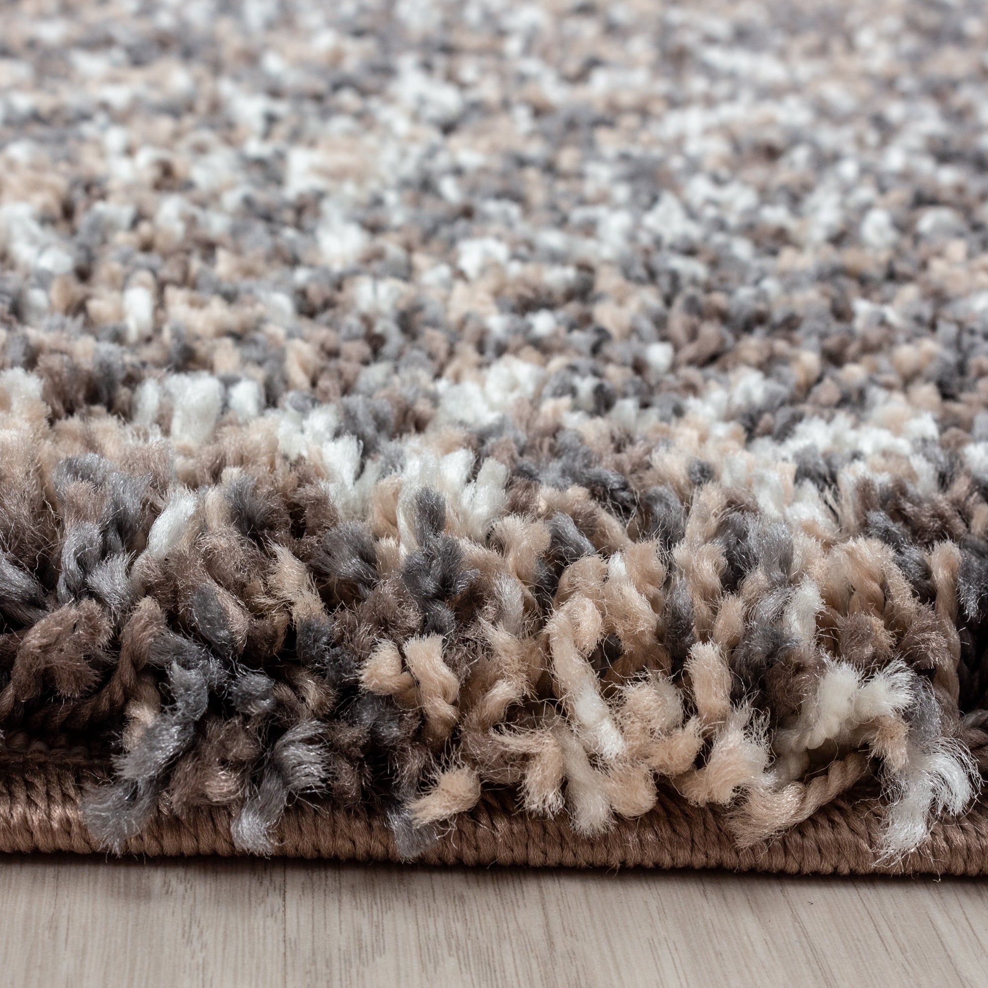Hochflor Shaggy Teppich Langflorteppich Soft Grau Taupe Beige Creme Meliert
