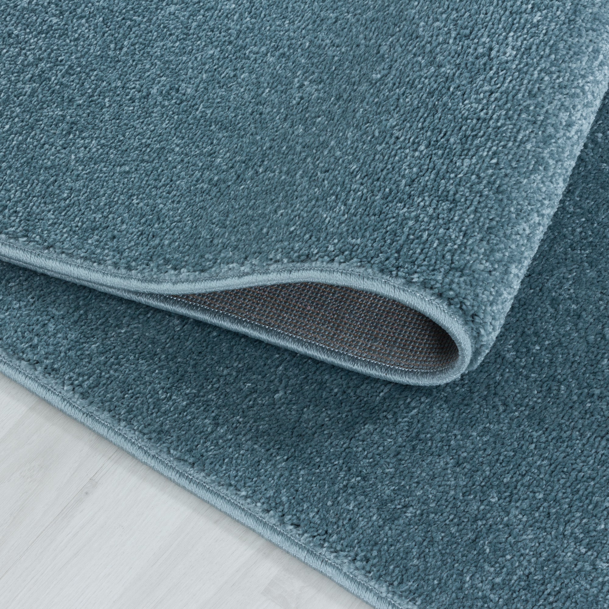 Kurzflor Teppich Blau Einfarbig Modern Wohnzimmerteppich Unifarben Weicher Flor