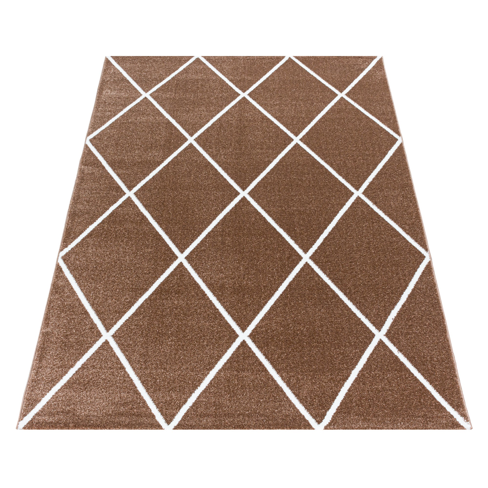 Kurzflor Teppich Terra Design Raute Modern Linien Wohnzimmerteppich Unifarben