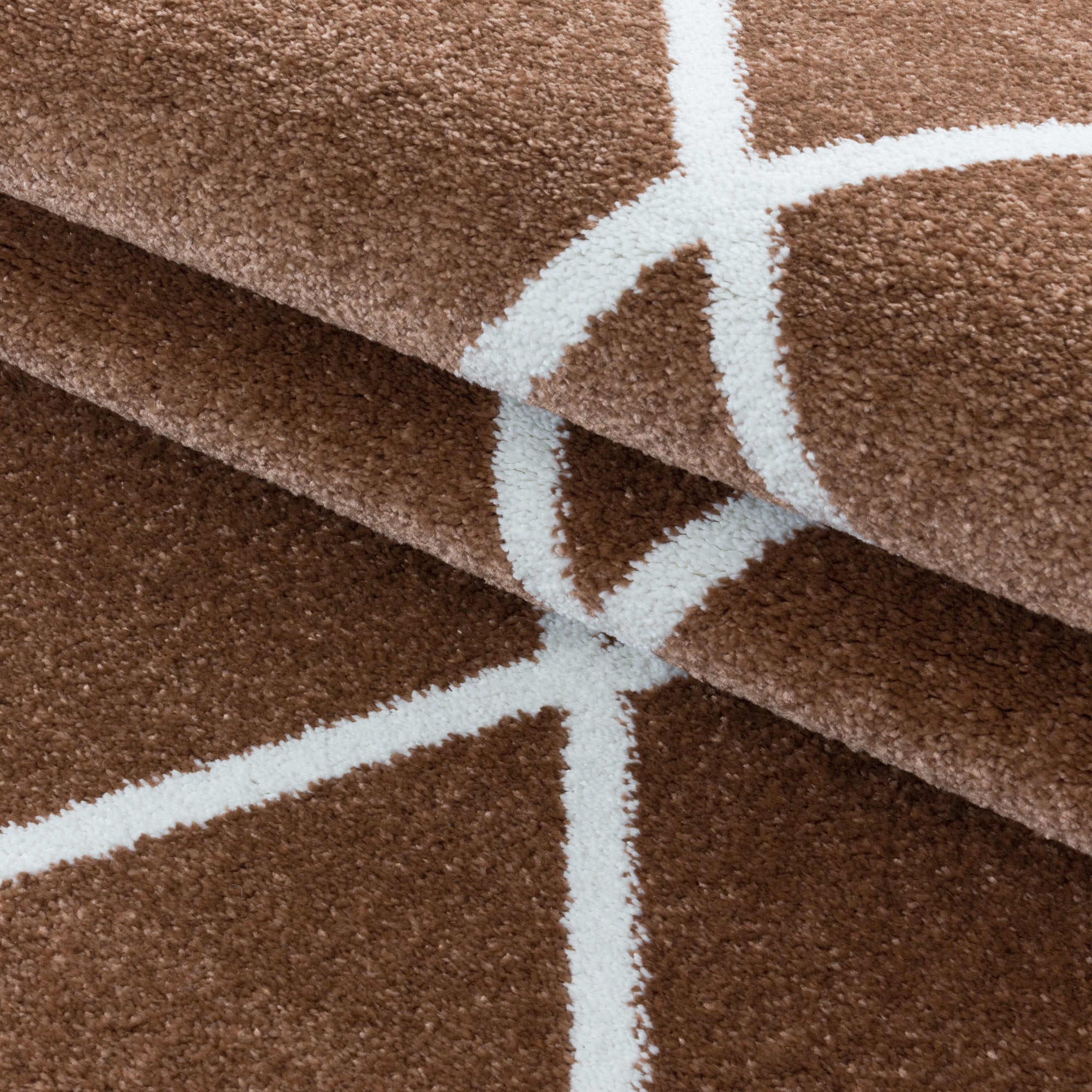 Kurzflor Teppich Terra Design Raute Modern Linien Wohnzimmerteppich Unifarben
