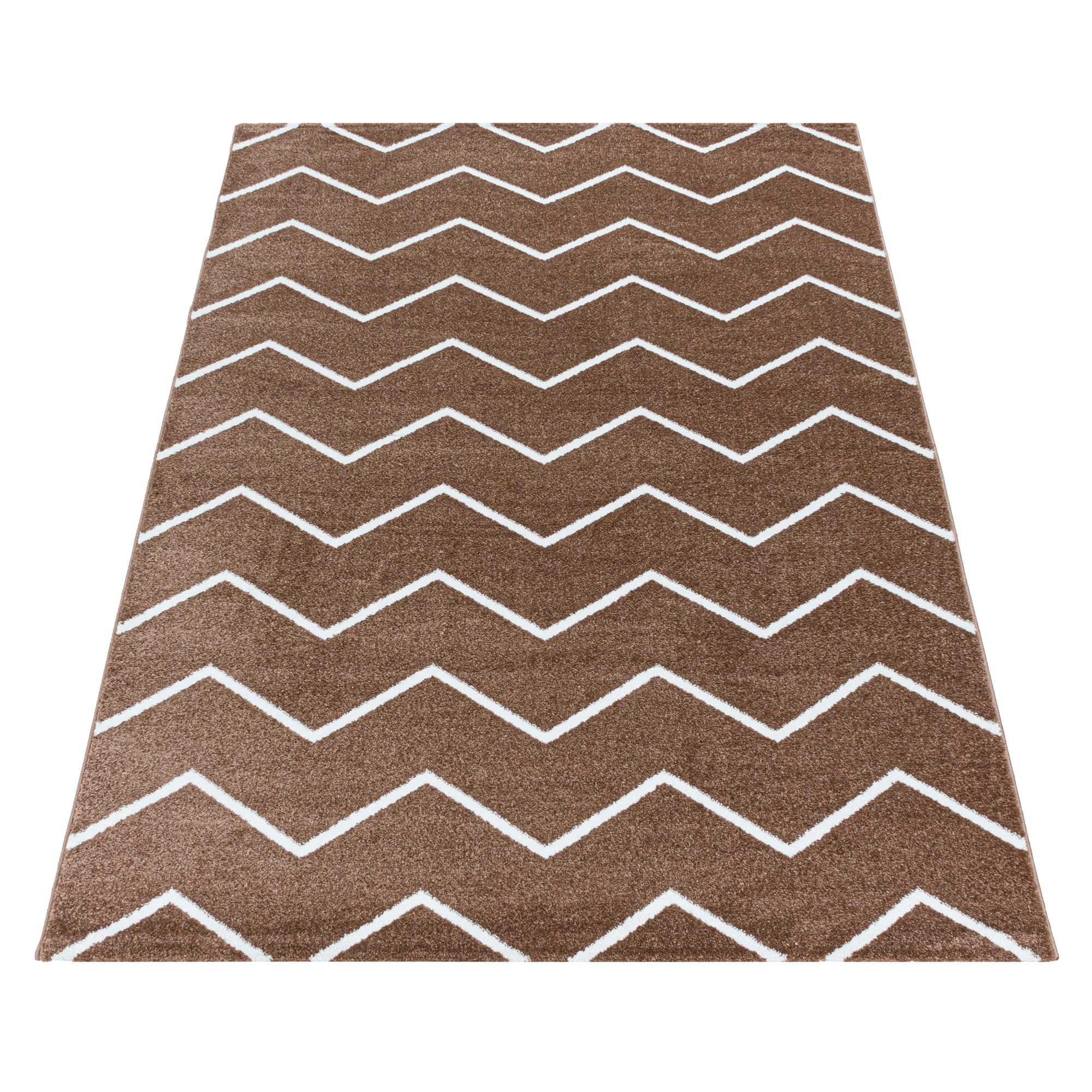 Kurzflor Teppich Terra Wellen Linien Design Wohnzimmerteppich Kinderteppich