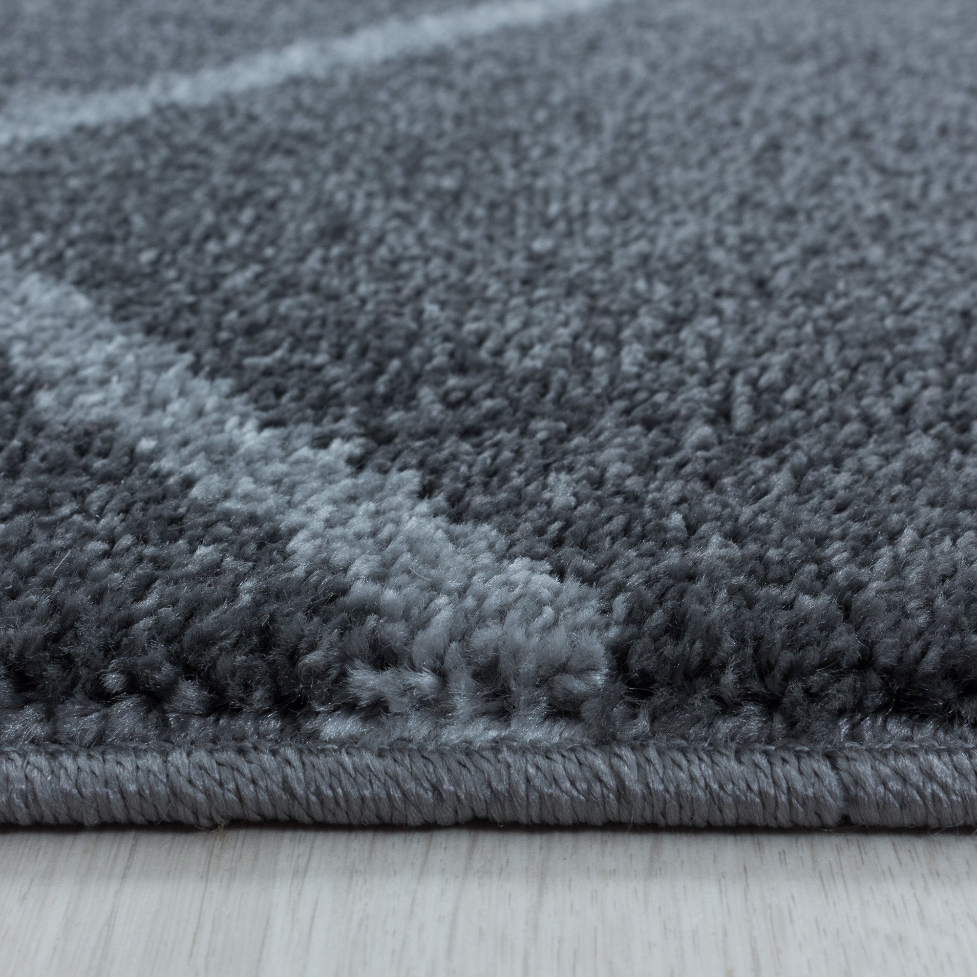 Kurzflor Teppich Grau Wellen Linien Design Wohnzimmerteppich Kinderteppich