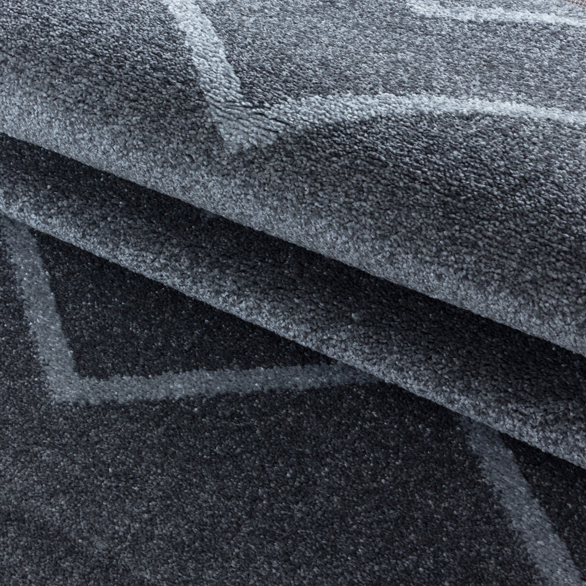 Kurzflor Teppich Grau Wellen Linien Design Wohnzimmerteppich Kinderteppich