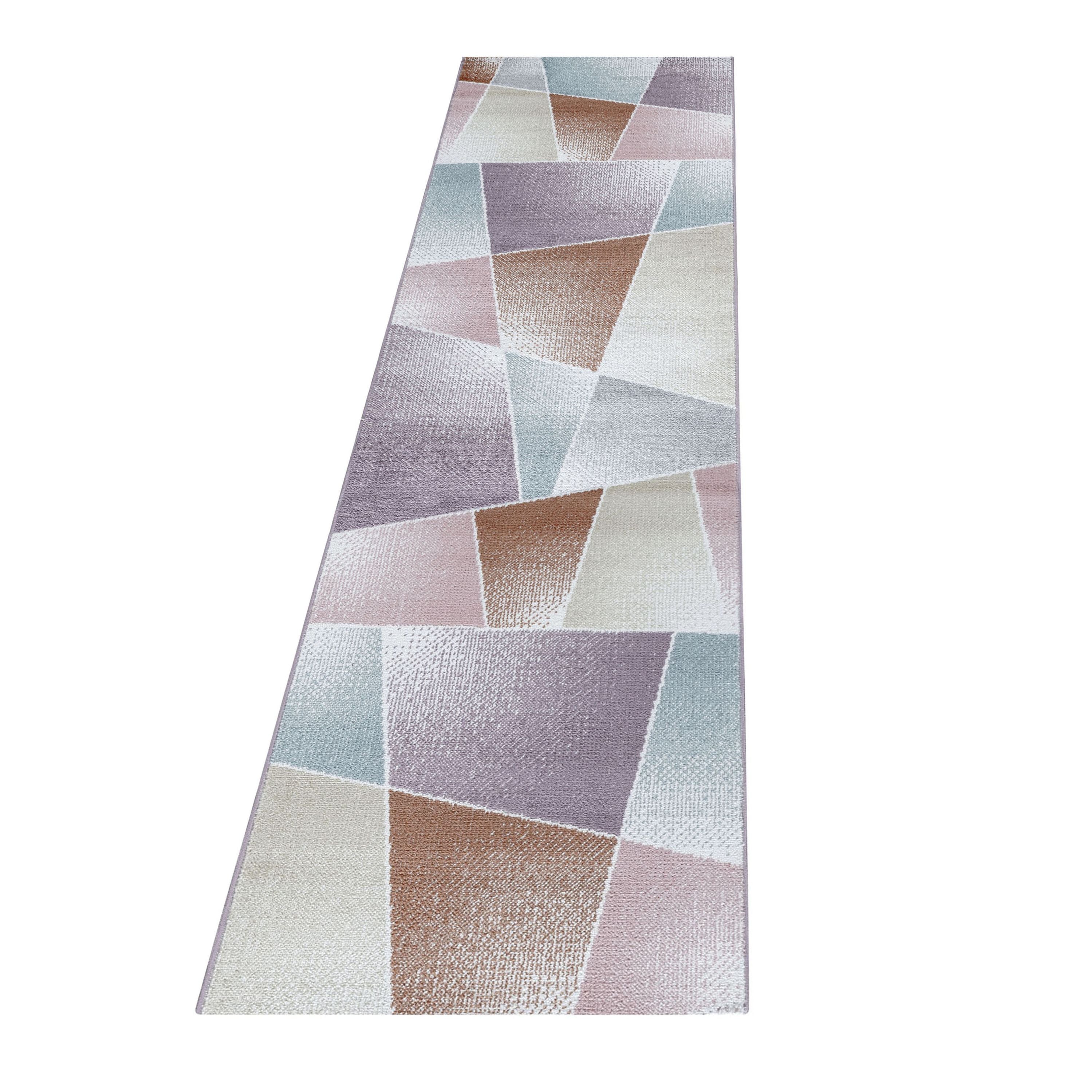 Bettumrandung Teppich Kurzflor Abstrakt Geometrisch Design Schlafzimmer 8 mm Florhöhe Hochfertig Weich Rechteckig 3 Teile Läufer Mehrfarbig