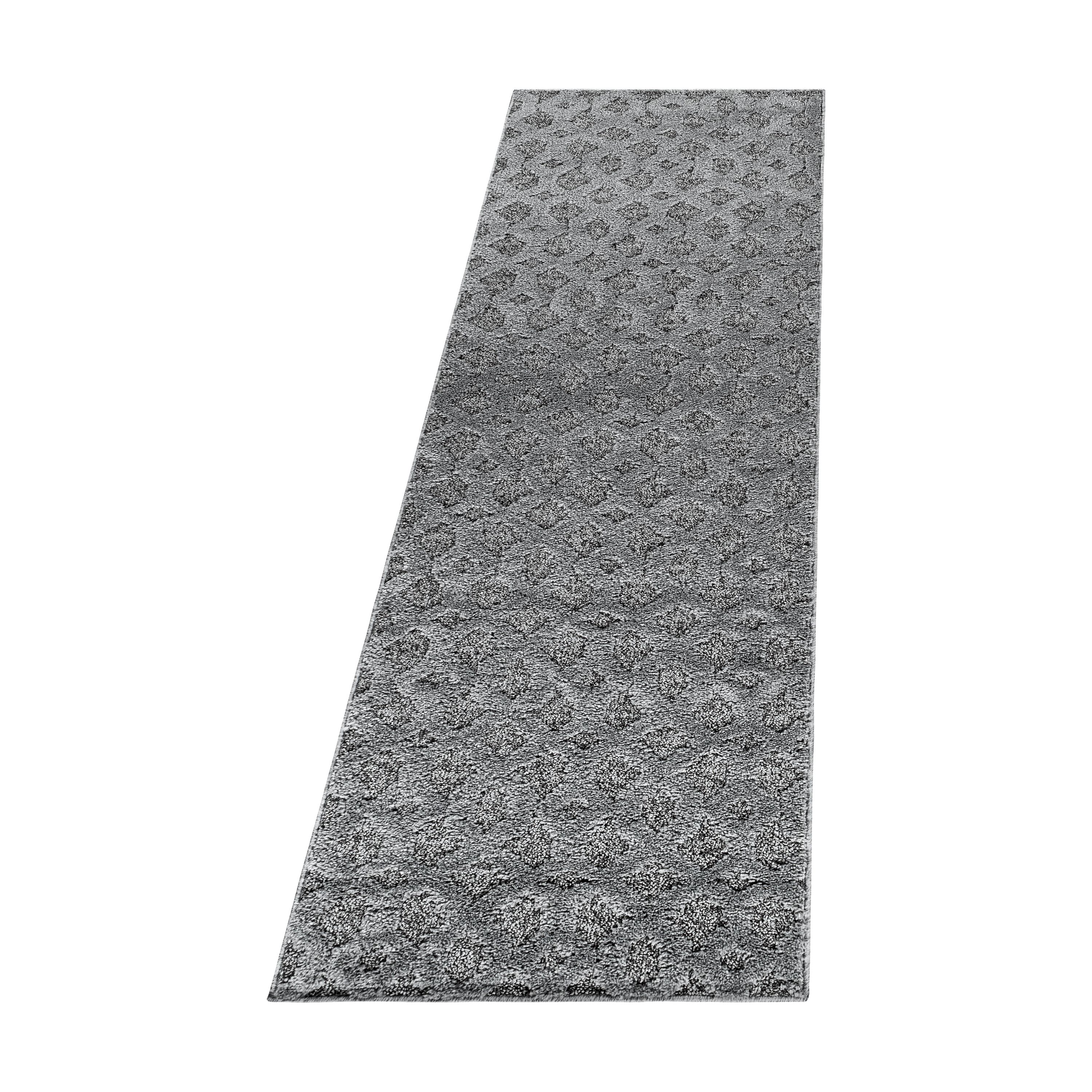 Kurzflor Teppich Set Schlafzimmer Teppichläufer 3-D Gitter Muster 3 Teile